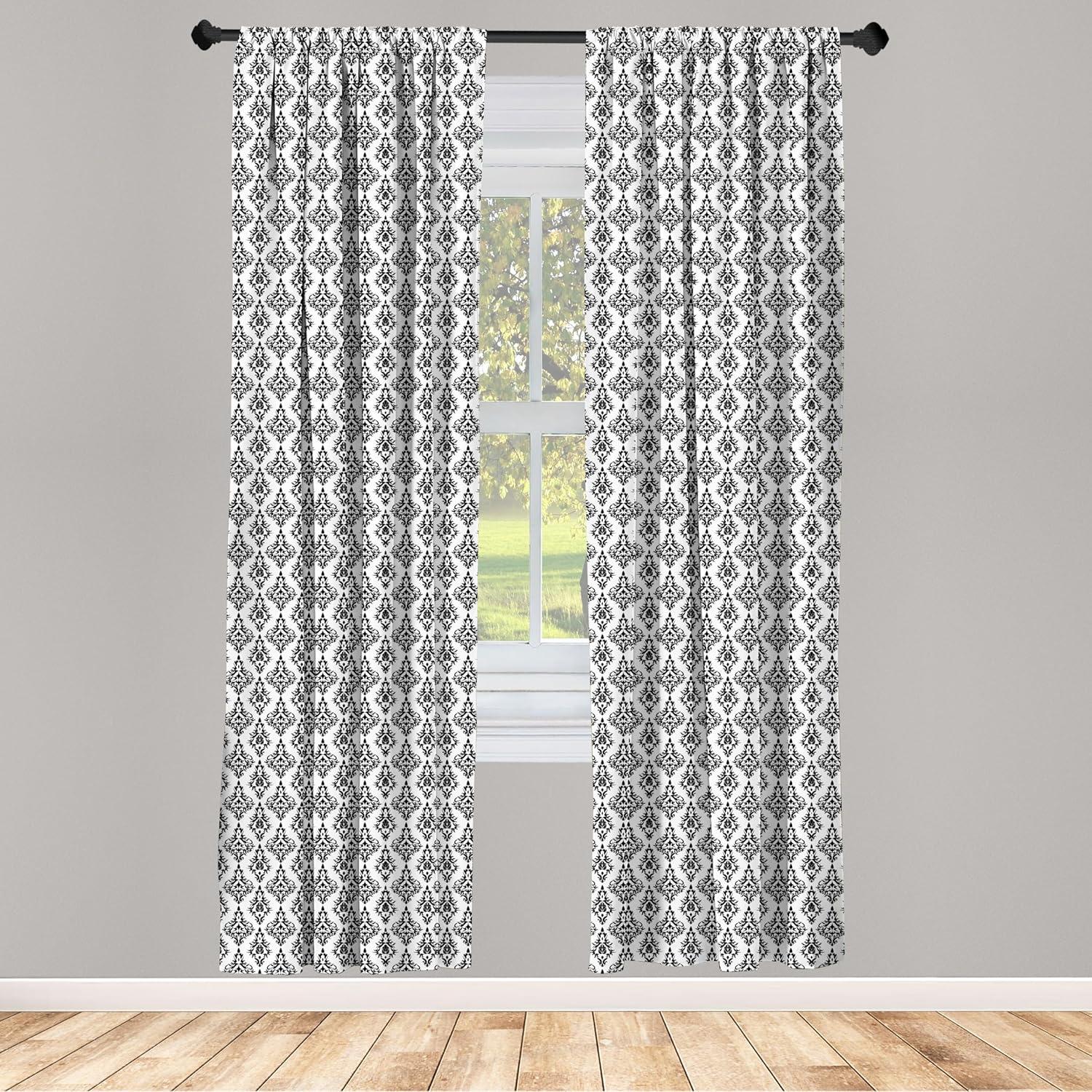 imageAmbesonne Botanical Curtains Vintage Floral Pattern with Detailed Exotic Leaves from Different Trees Window Treatments 2 Panel Set for Living Room Bedroom Pair of 28quot x 84quot Green and IvoryWhite Charcoal