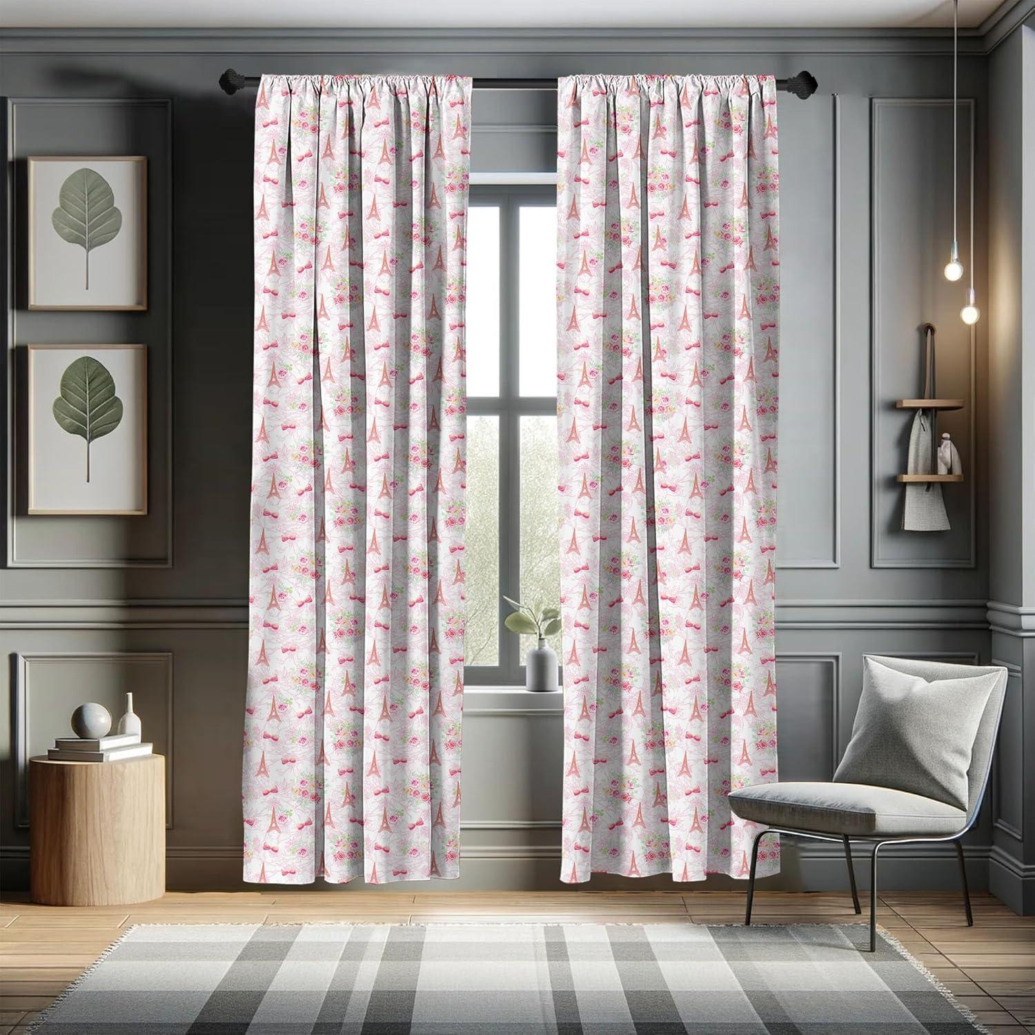 imageAmbesonne Botanical Curtains Vintage Floral Pattern with Detailed Exotic Leaves from Different Trees Window Treatments 2 Panel Set for Living Room Bedroom Pair of 28quot x 84quot Green and IvoryPink Green