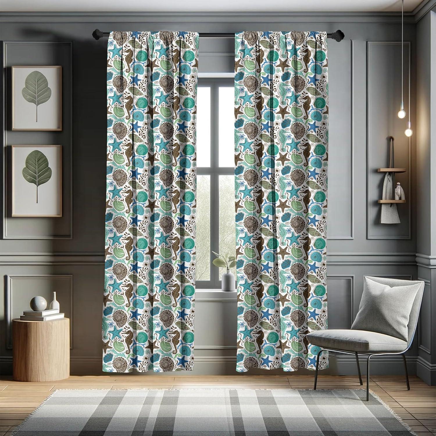 imageAmbesonne Botanical Curtains Vintage Floral Pattern with Detailed Exotic Leaves from Different Trees Window Treatments 2 Panel Set for Living Room Bedroom Pair of 28quot x 84quot Green and IvorySeafoam Brown