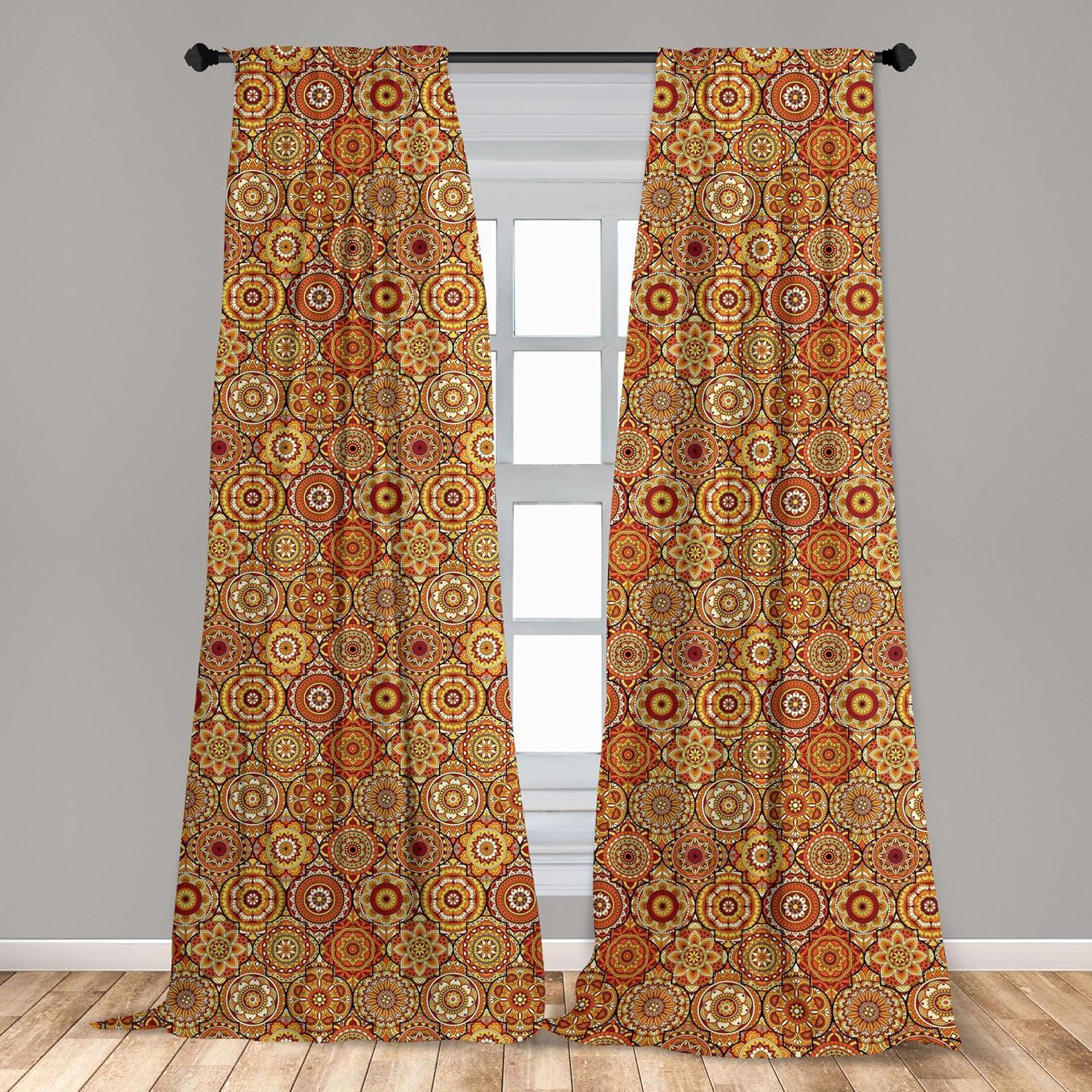 imageAmbesonne Botanical Curtains Vintage Floral Pattern with Detailed Exotic Leaves from Different Trees Window Treatments 2 Panel Set for Living Room Bedroom Pair of 28quot x 84quot Green and IvoryOrange Yellow