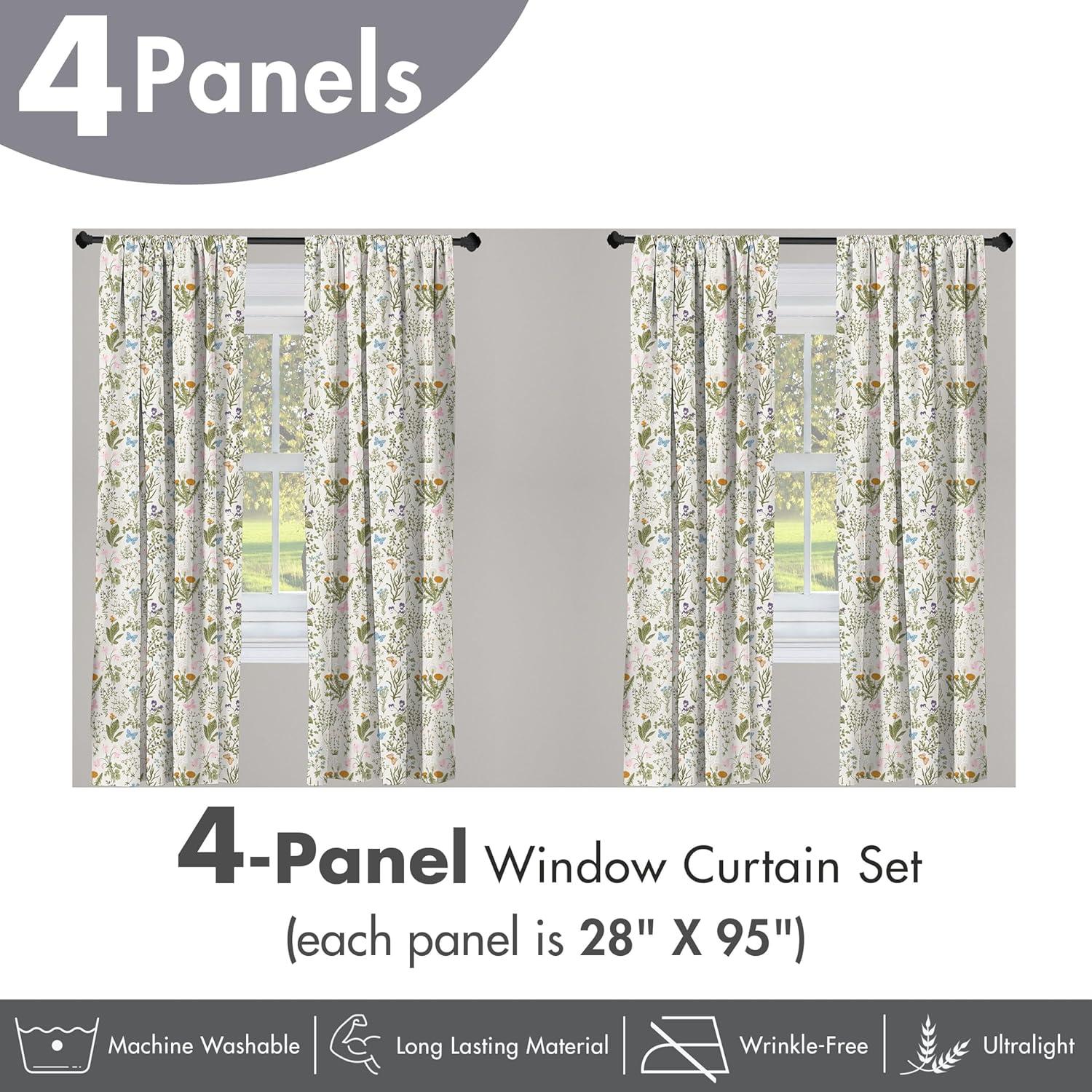 imageAmbesonne Botanical Curtains Vintage Floral Pattern with Detailed Exotic Leaves from Different Trees Window Treatments 2 Panel Set for Living Room Bedroom Pair of 28quot x 84quot Green and IvoryMustard Green