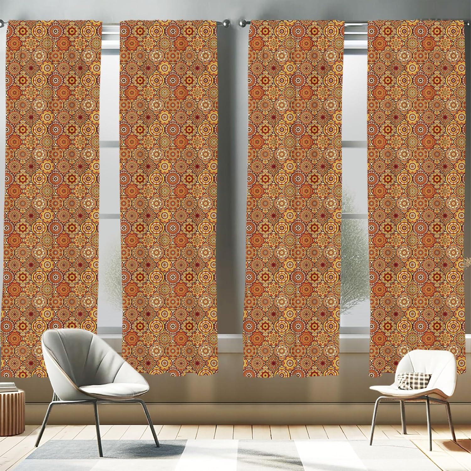 imageAmbesonne Botanical Curtains Vintage Floral Pattern with Detailed Exotic Leaves from Different Trees Window Treatments 2 Panel Set for Living Room Bedroom Pair of 28quot x 84quot Green and IvoryOrange Yellow