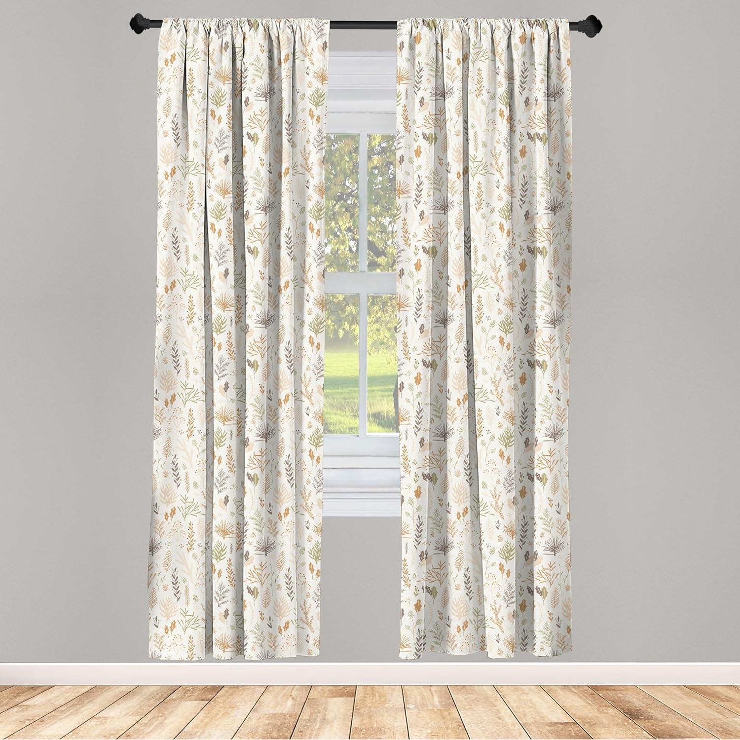 imageAmbesonne Botanical Curtains Vintage Floral Pattern with Detailed Exotic Leaves from Different Trees Window Treatments 2 Panel Set for Living Room Bedroom Pair of 28quot x 84quot Green and IvoryMulti Color