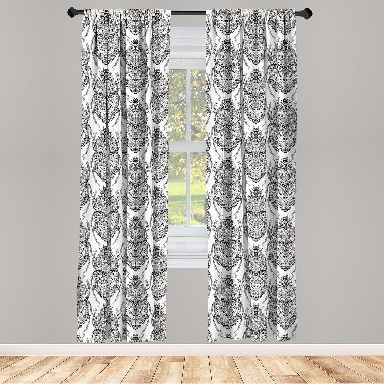 imageAmbesonne Botanical Curtains Vintage Floral Pattern with Detailed Exotic Leaves from Different Trees Window Treatments 2 Panel Set for Living Room Bedroom Pair of 28quot x 84quot Green and IvoryWhite and Black