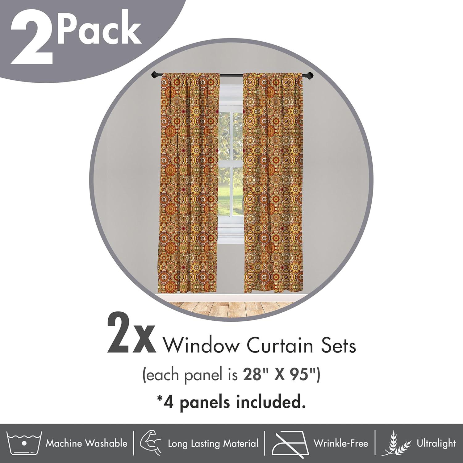 imageAmbesonne Botanical Curtains Vintage Floral Pattern with Detailed Exotic Leaves from Different Trees Window Treatments 2 Panel Set for Living Room Bedroom Pair of 28quot x 84quot Green and IvoryOrange Yellow
