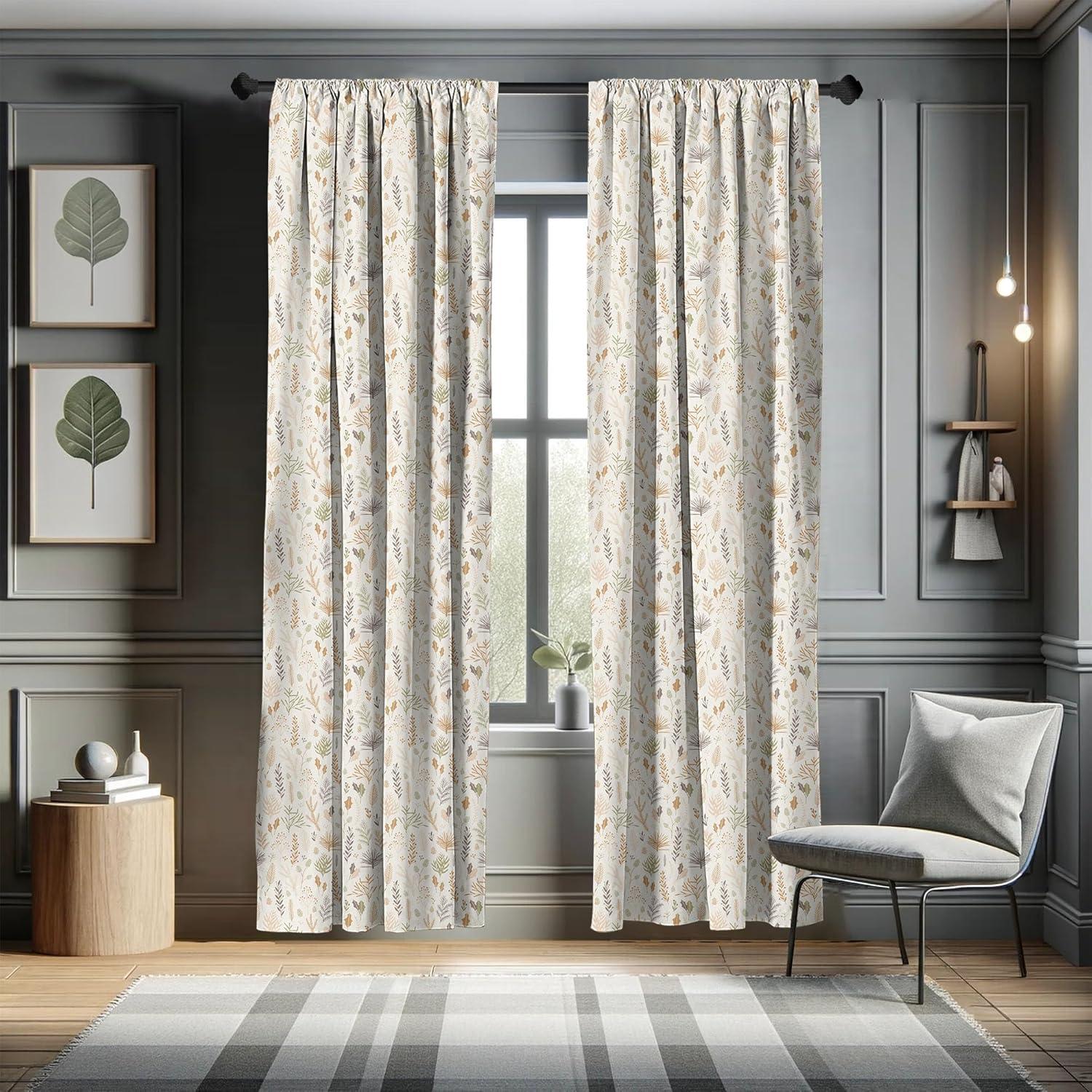 imageAmbesonne Botanical Curtains Vintage Floral Pattern with Detailed Exotic Leaves from Different Trees Window Treatments 2 Panel Set for Living Room Bedroom Pair of 28quot x 84quot Green and IvoryMulti Color