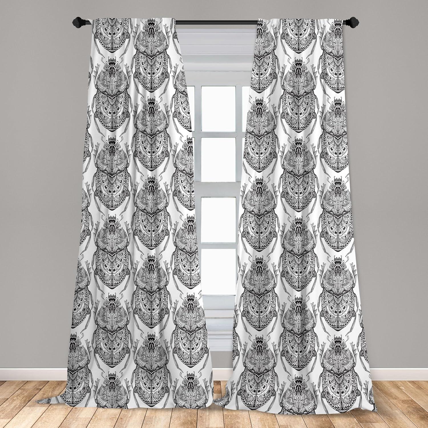 imageAmbesonne Botanical Curtains Vintage Floral Pattern with Detailed Exotic Leaves from Different Trees Window Treatments 2 Panel Set for Living Room Bedroom Pair of 28quot x 84quot Green and IvoryWhite and Black