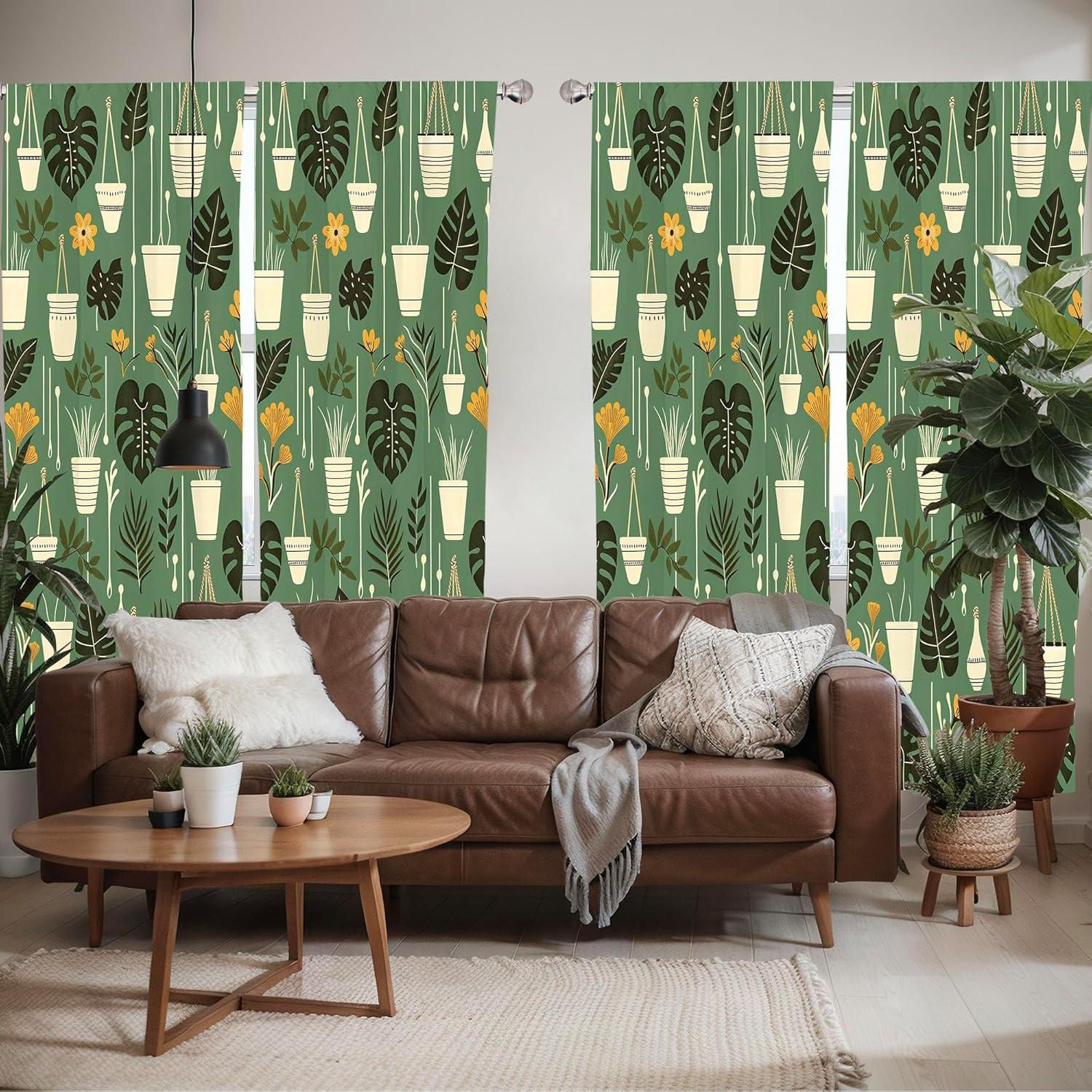 imageAmbesonne Botanical Curtains Vintage Floral Pattern with Detailed Exotic Leaves from Different Trees Window Treatments 2 Panel Set for Living Room Bedroom Pair of 28quot x 84quot Green and IvoryFern Green Apricot Beige