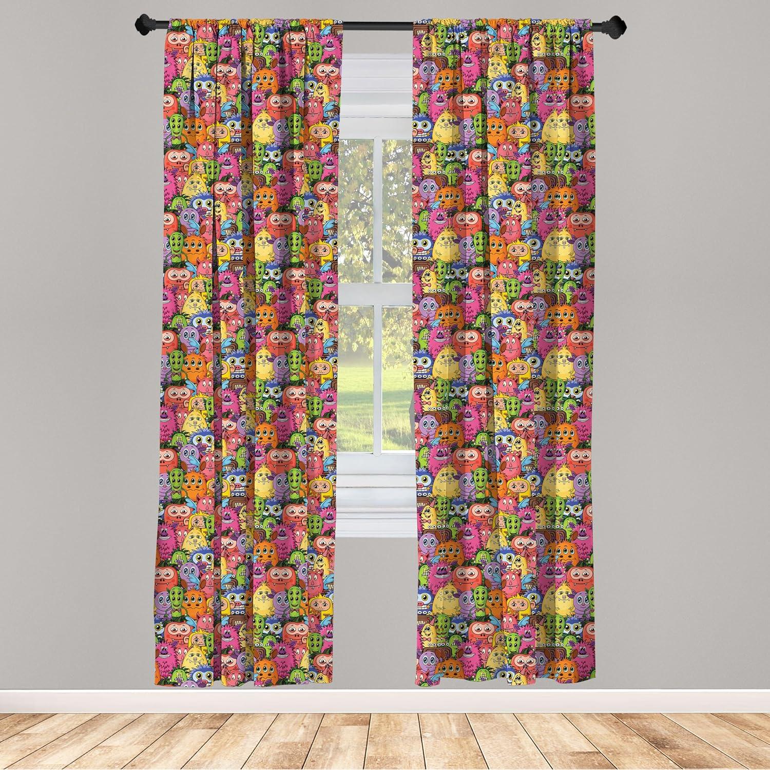 imageAmbesonne Botanical Curtains Vintage Floral Pattern with Detailed Exotic Leaves from Different Trees Window Treatments 2 Panel Set for Living Room Bedroom Pair of 28quot x 84quot Green and IvoryMagenta