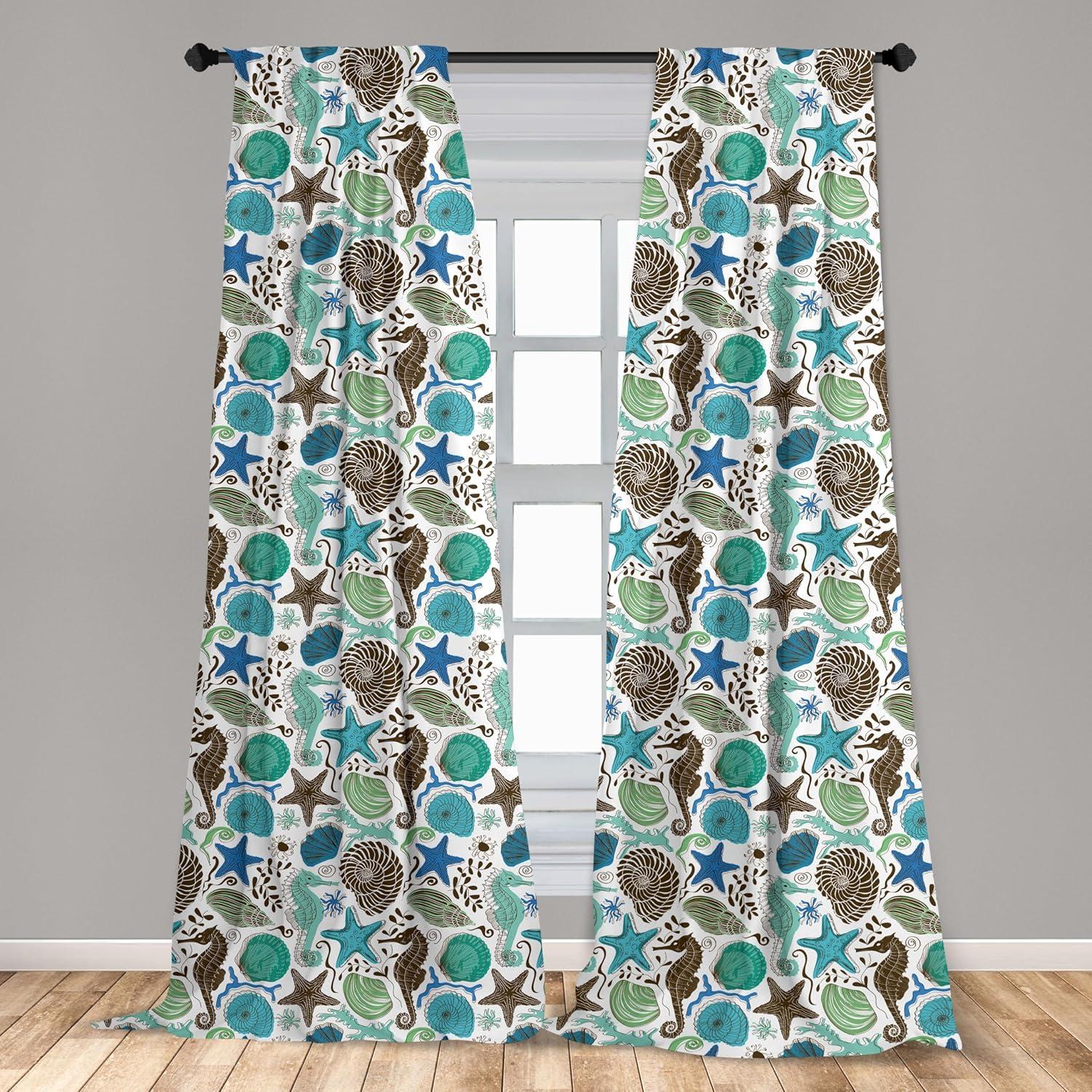 imageAmbesonne Botanical Curtains Vintage Floral Pattern with Detailed Exotic Leaves from Different Trees Window Treatments 2 Panel Set for Living Room Bedroom Pair of 28quot x 84quot Green and IvorySeafoam Brown