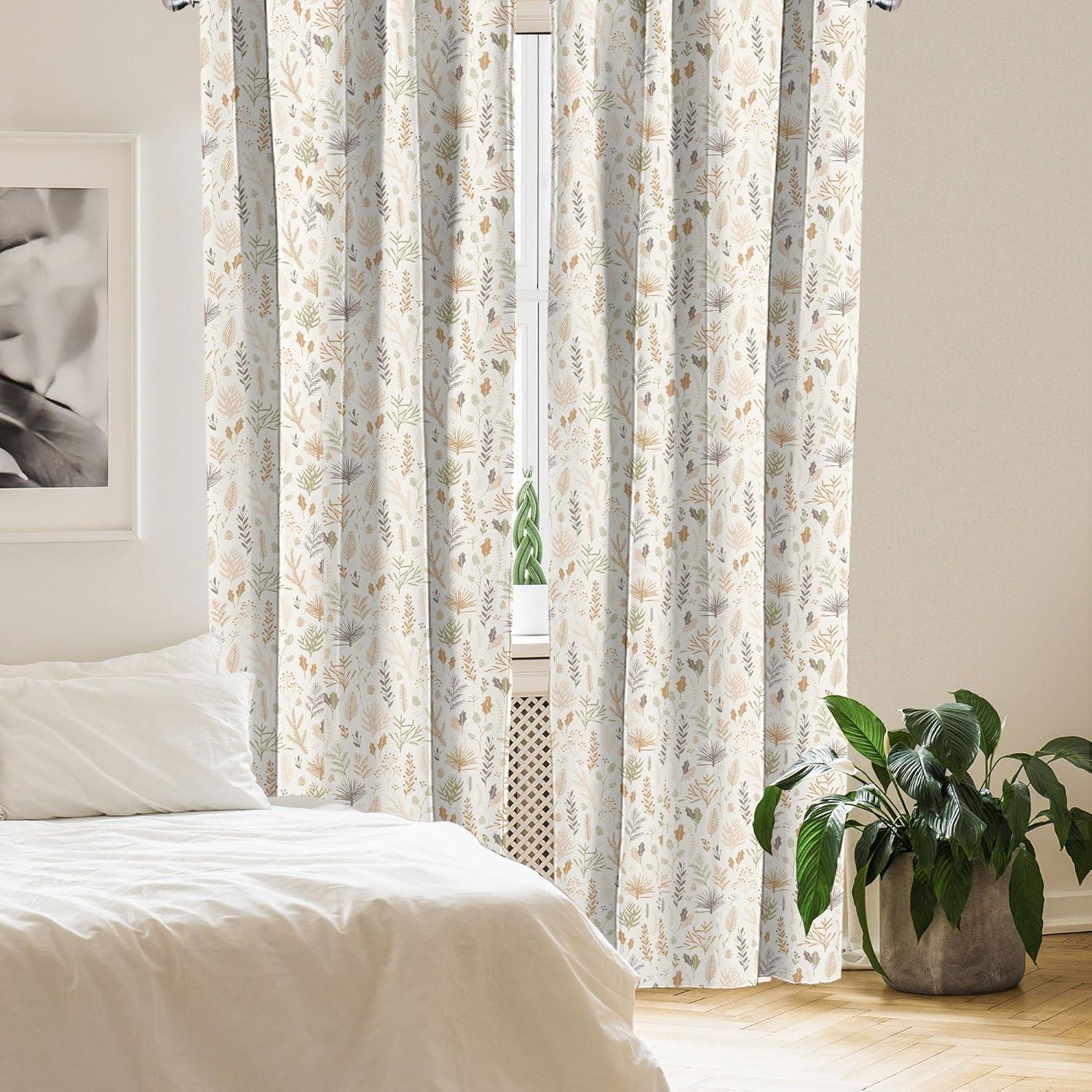 imageAmbesonne Botanical Curtains Vintage Floral Pattern with Detailed Exotic Leaves from Different Trees Window Treatments 2 Panel Set for Living Room Bedroom Pair of 28quot x 84quot Green and IvoryMulti Color