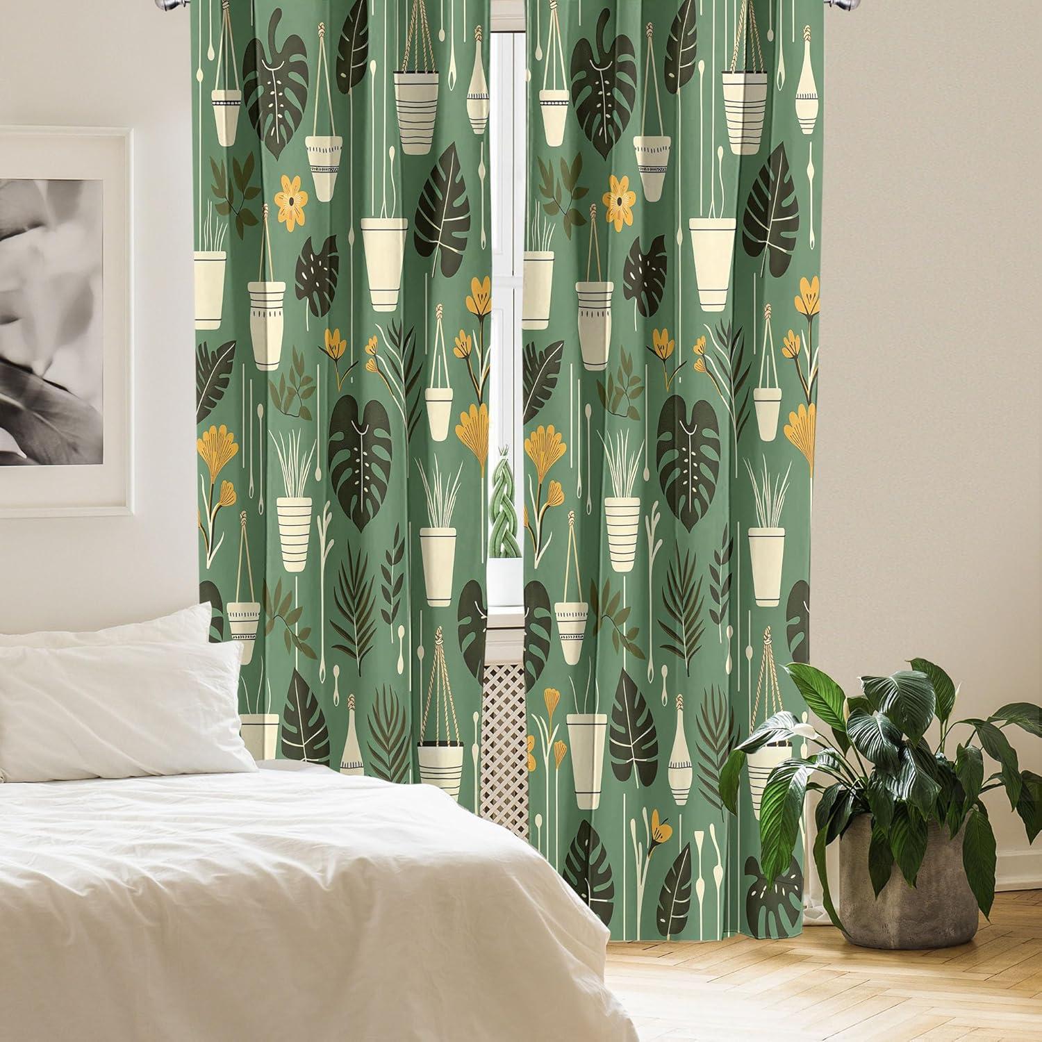 imageAmbesonne Botanical Curtains Vintage Floral Pattern with Detailed Exotic Leaves from Different Trees Window Treatments 2 Panel Set for Living Room Bedroom Pair of 28quot x 84quot Green and IvoryFern Green Apricot Beige