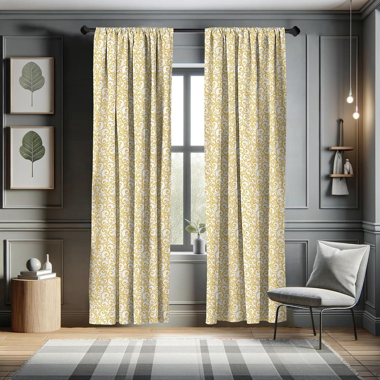 imageAmbesonne Botanical Curtains Vintage Floral Pattern with Detailed Exotic Leaves from Different Trees Window Treatments 2 Panel Set for Living Room Bedroom Pair of 28quot x 84quot Green and IvoryWhite Yellow