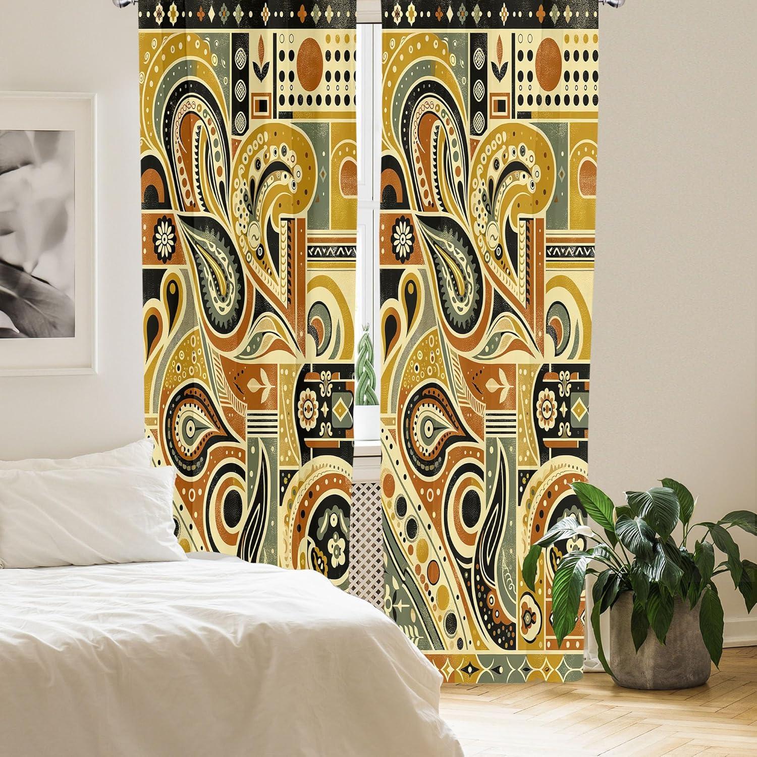 imageAmbesonne Botanical Curtains Vintage Floral Pattern with Detailed Exotic Leaves from Different Trees Window Treatments 2 Panel Set for Living Room Bedroom Pair of 28quot x 84quot Green and IvoryKhaki Pale Rust Amber
