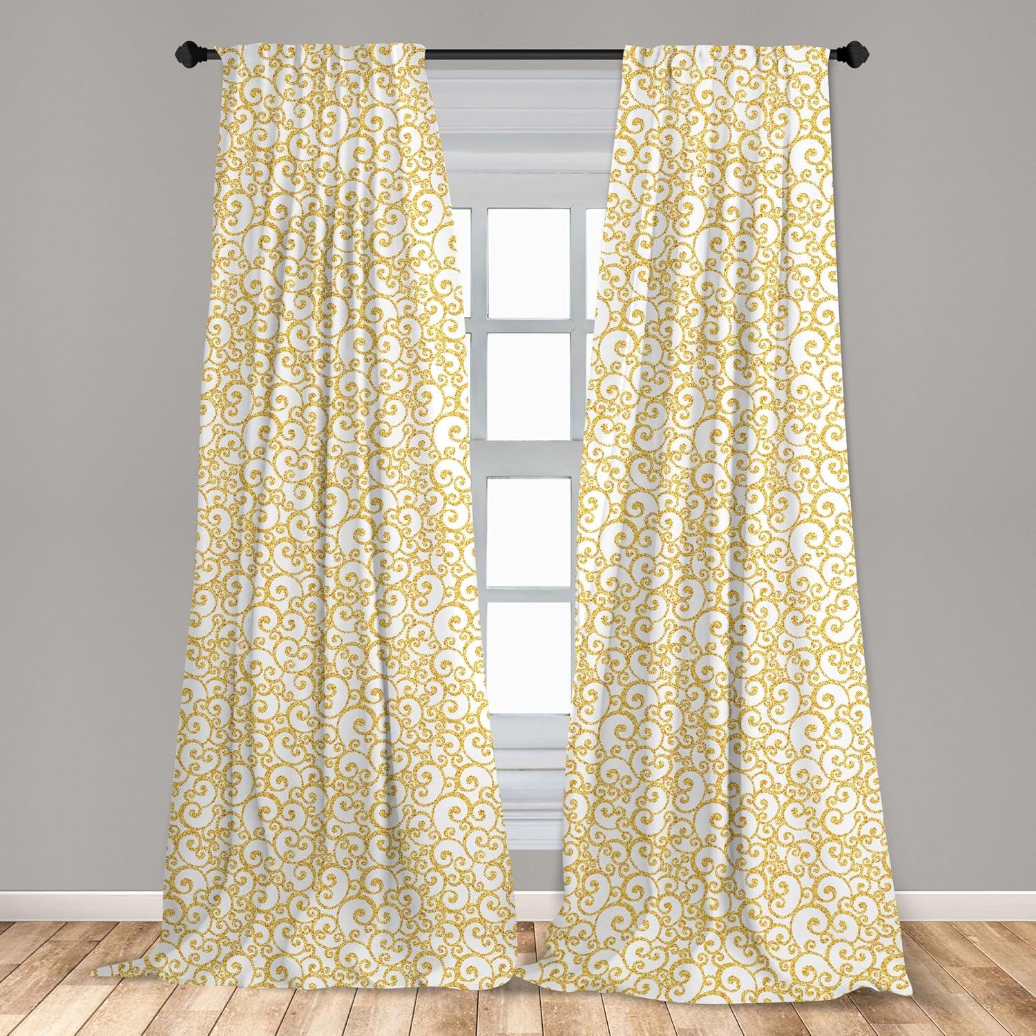 imageAmbesonne Botanical Curtains Vintage Floral Pattern with Detailed Exotic Leaves from Different Trees Window Treatments 2 Panel Set for Living Room Bedroom Pair of 28quot x 84quot Green and IvoryWhite Yellow