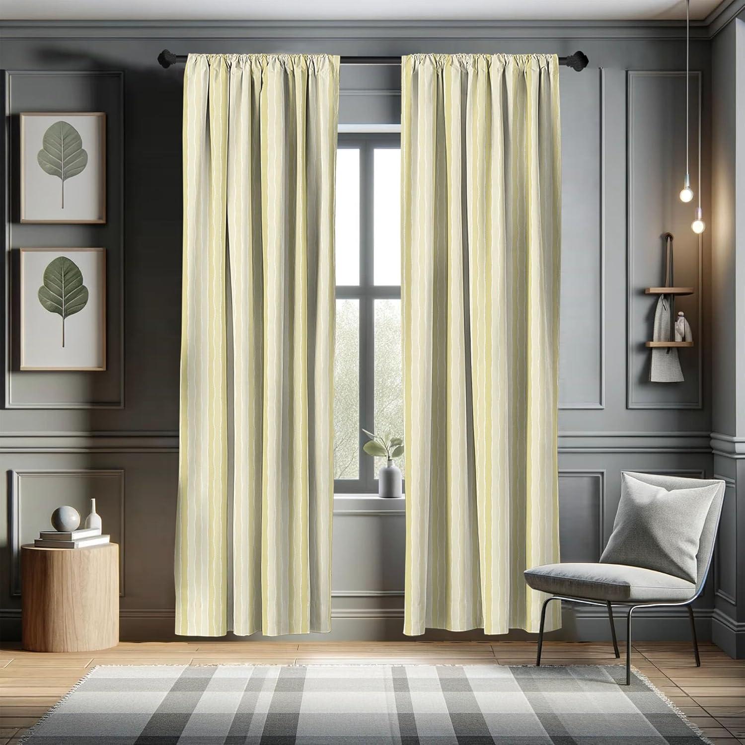 imageAmbesonne Botanical Curtains Vintage Floral Pattern with Detailed Exotic Leaves from Different Trees Window Treatments 2 Panel Set for Living Room Bedroom Pair of 28quot x 84quot Green and IvoryPale Yellow Champagne