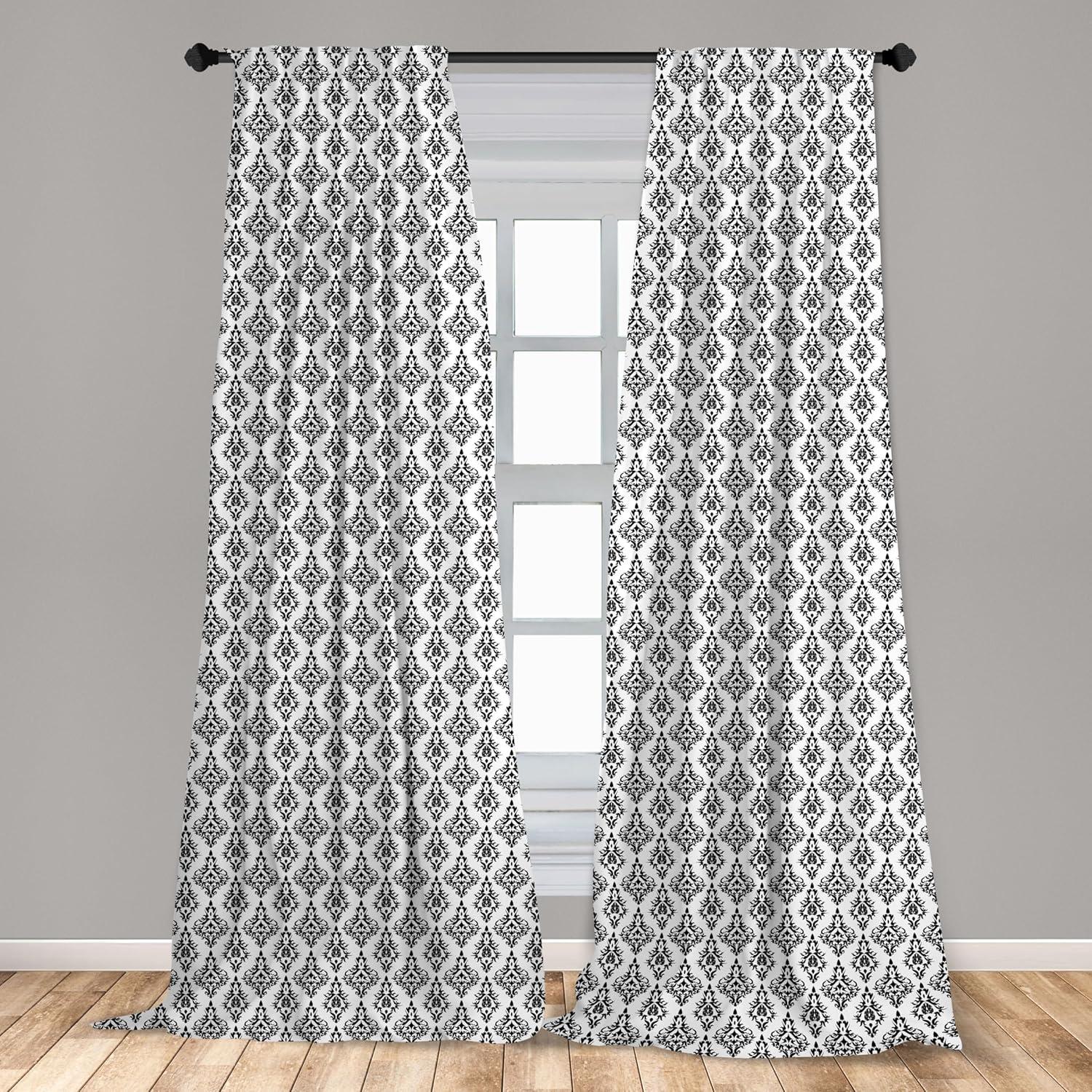 imageAmbesonne Botanical Curtains Vintage Floral Pattern with Detailed Exotic Leaves from Different Trees Window Treatments 2 Panel Set for Living Room Bedroom Pair of 28quot x 84quot Green and IvoryWhite Charcoal