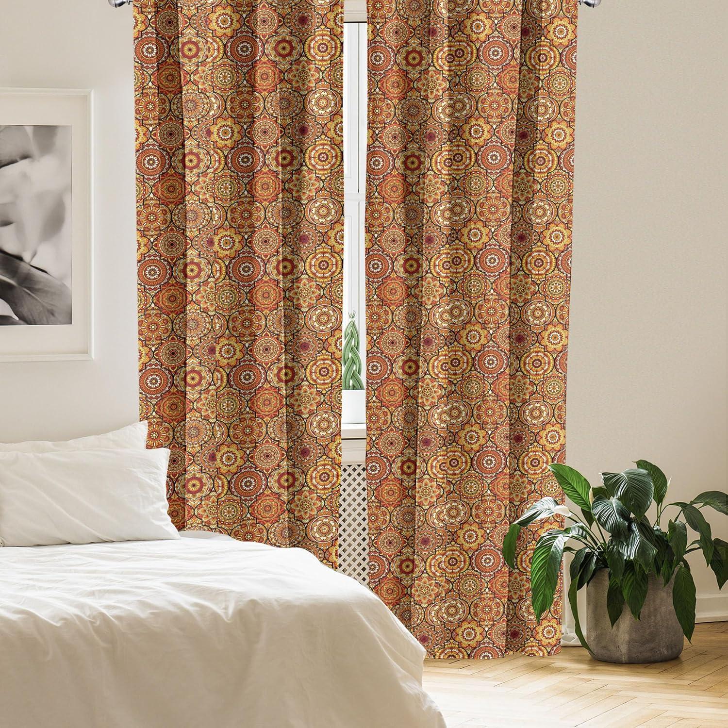 imageAmbesonne Botanical Curtains Vintage Floral Pattern with Detailed Exotic Leaves from Different Trees Window Treatments 2 Panel Set for Living Room Bedroom Pair of 28quot x 84quot Green and IvoryOrange Yellow
