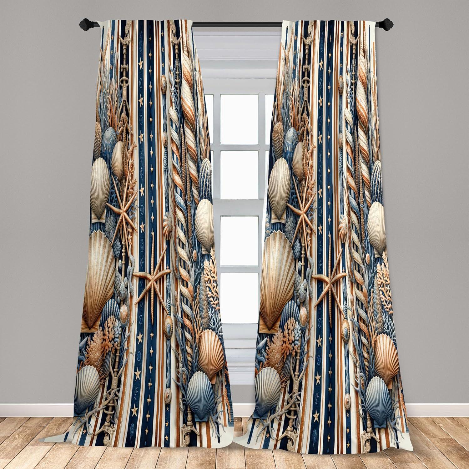 imageAmbesonne Botanical Curtains Vintage Floral Pattern with Detailed Exotic Leaves from Different Trees Window Treatments 2 Panel Set for Living Room Bedroom Pair of 28quot x 84quot Green and IvorySea Blue Pale Salmon