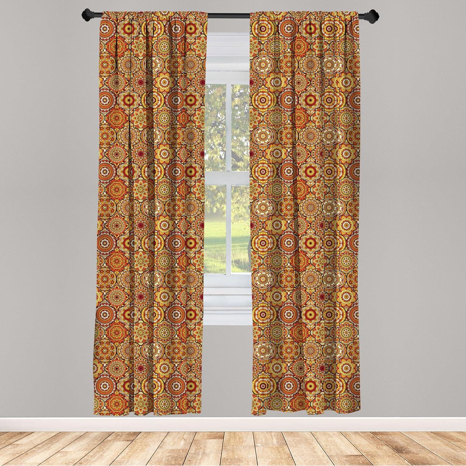 imageAmbesonne Botanical Curtains Vintage Floral Pattern with Detailed Exotic Leaves from Different Trees Window Treatments 2 Panel Set for Living Room Bedroom Pair of 28quot x 84quot Green and IvoryOrange Yellow