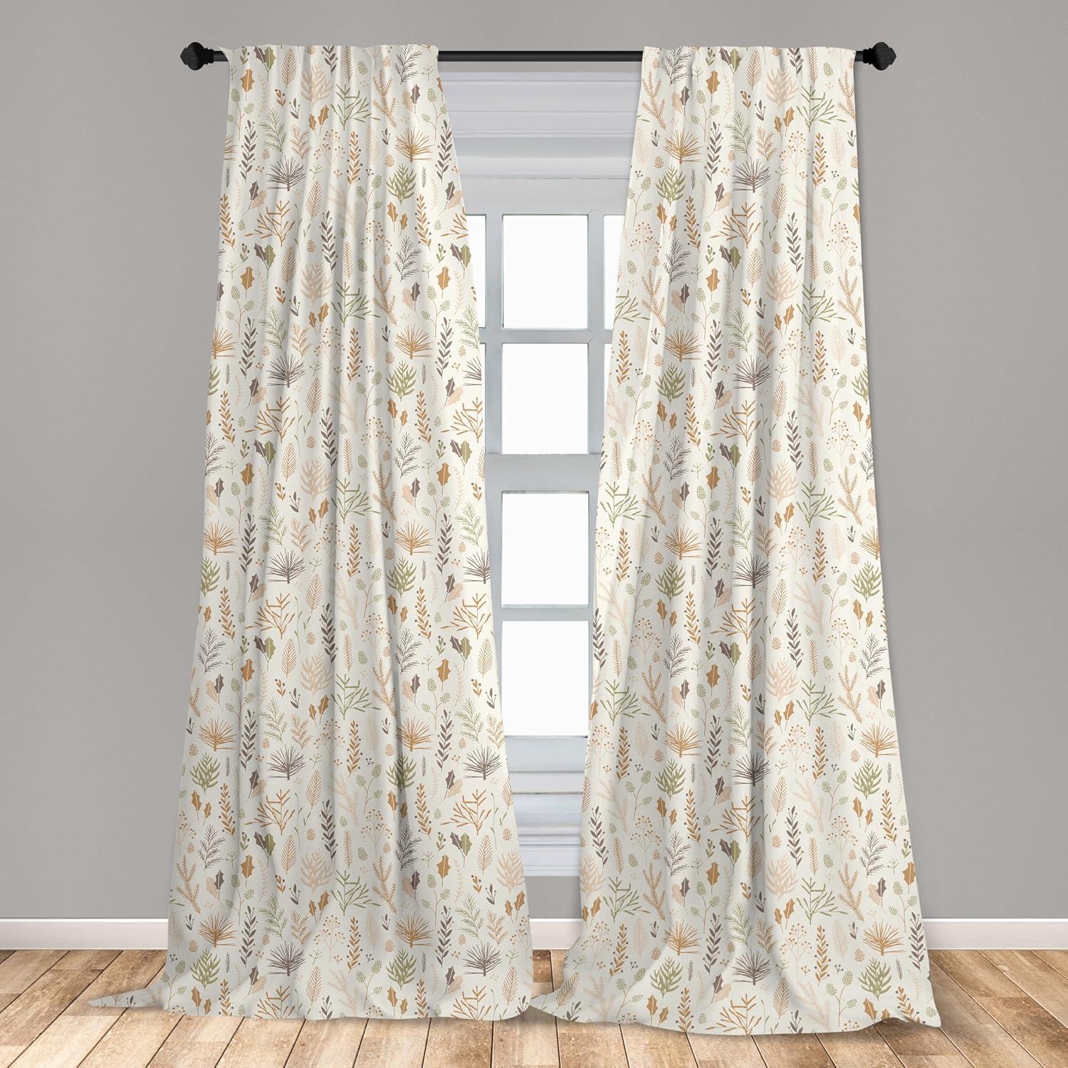 imageAmbesonne Botanical Curtains Vintage Floral Pattern with Detailed Exotic Leaves from Different Trees Window Treatments 2 Panel Set for Living Room Bedroom Pair of 28quot x 84quot Green and IvoryMulti Color