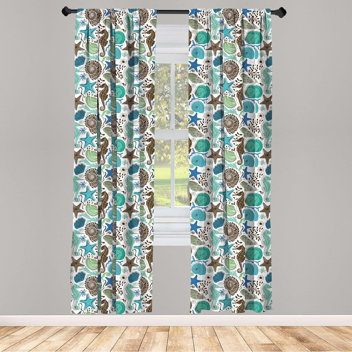 imageAmbesonne Botanical Curtains Vintage Floral Pattern with Detailed Exotic Leaves from Different Trees Window Treatments 2 Panel Set for Living Room Bedroom Pair of 28quot x 84quot Green and IvorySeafoam Brown