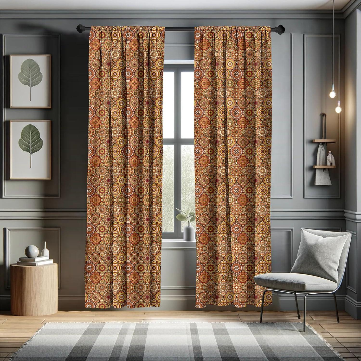 imageAmbesonne Botanical Curtains Vintage Floral Pattern with Detailed Exotic Leaves from Different Trees Window Treatments 2 Panel Set for Living Room Bedroom Pair of 28quot x 84quot Green and IvoryOrange Yellow