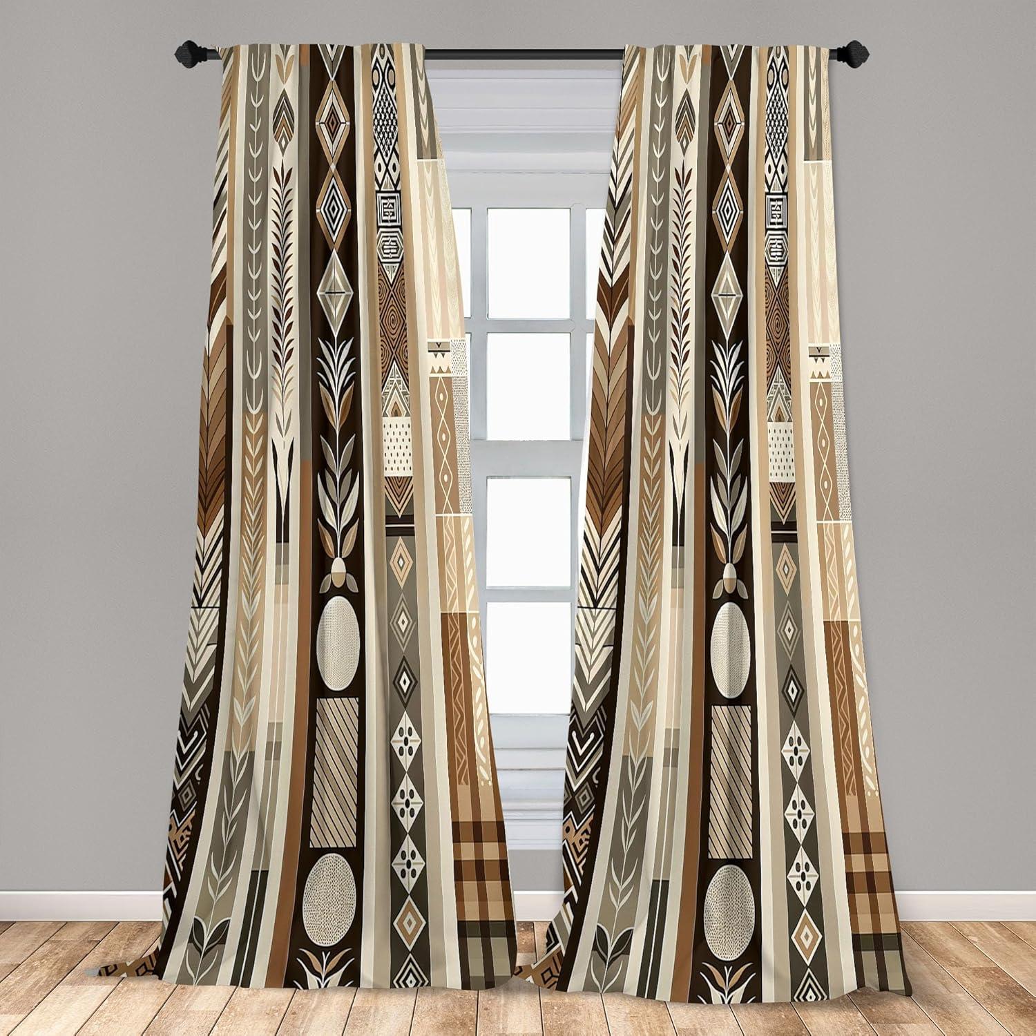 imageAmbesonne Botanical Curtains Vintage Floral Pattern with Detailed Exotic Leaves from Different Trees Window Treatments 2 Panel Set for Living Room Bedroom Pair of 28quot x 84quot Green and IvoryChocolate Ecru Taupe