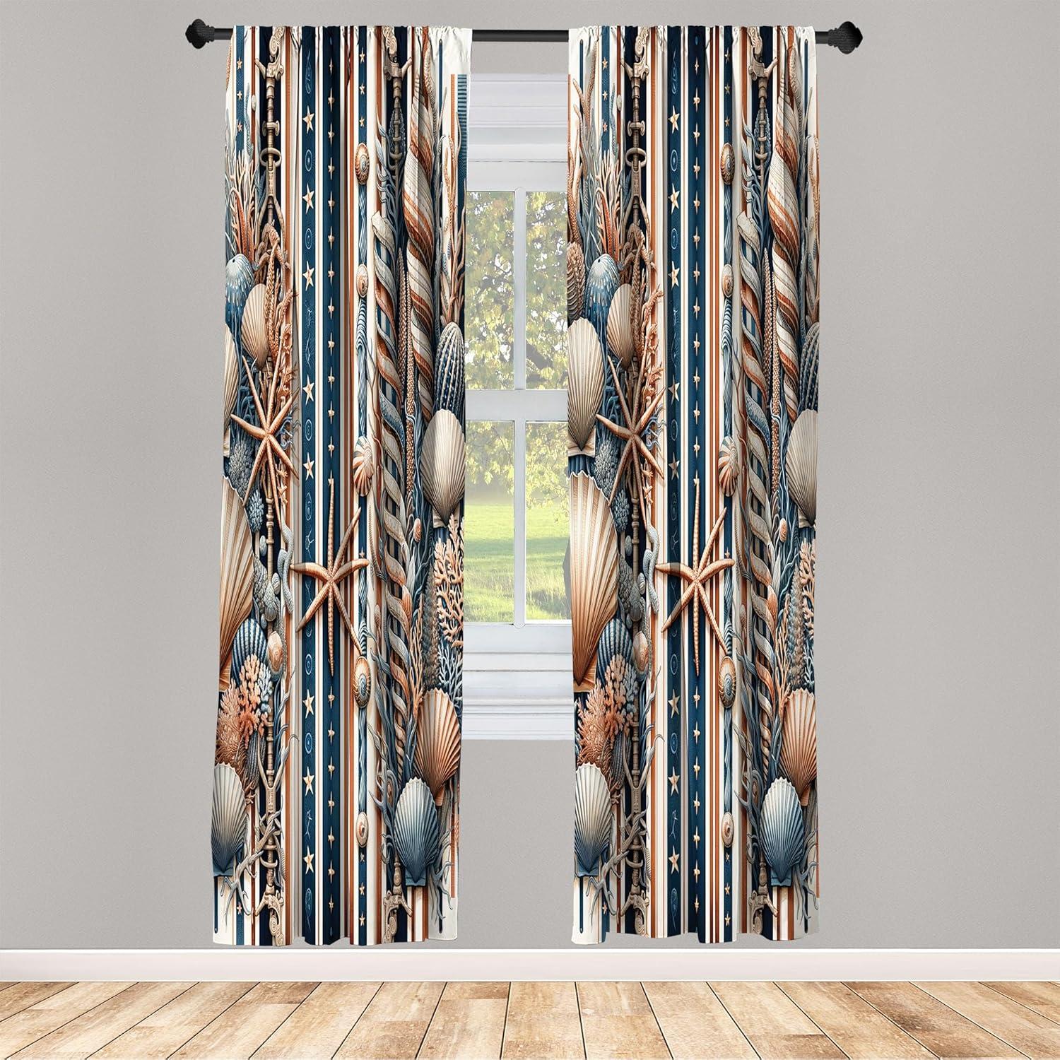 imageAmbesonne Botanical Curtains Vintage Floral Pattern with Detailed Exotic Leaves from Different Trees Window Treatments 2 Panel Set for Living Room Bedroom Pair of 28quot x 84quot Green and IvorySea Blue Pale Salmon