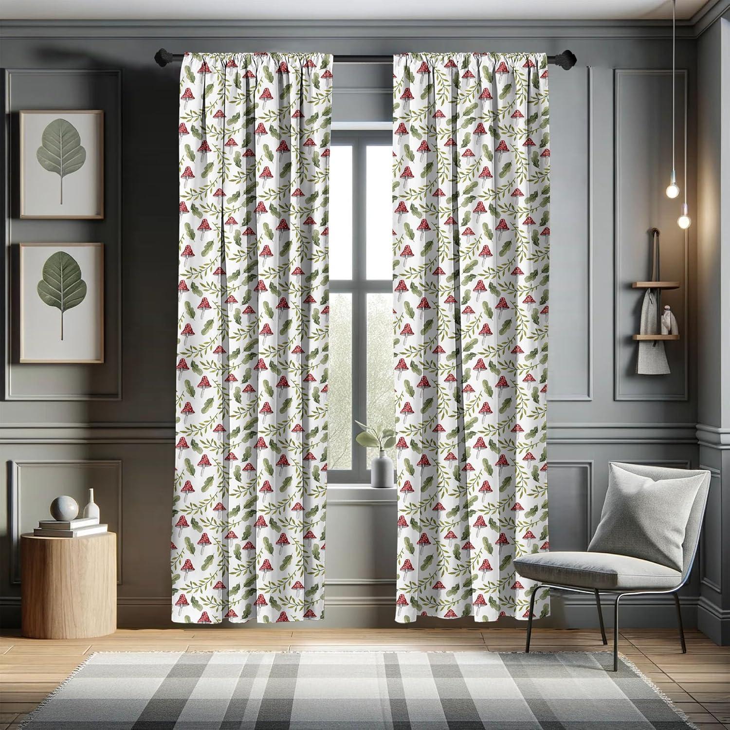 imageAmbesonne Botanical Curtains Watercolor Fall Branches and Geometric Mid Century Modern Autumnal Art Window Treatments 2 Panel Set for Living Room Bedroom Pair of 28quot x 84quot Forest Green Rust TanGreen Ruby