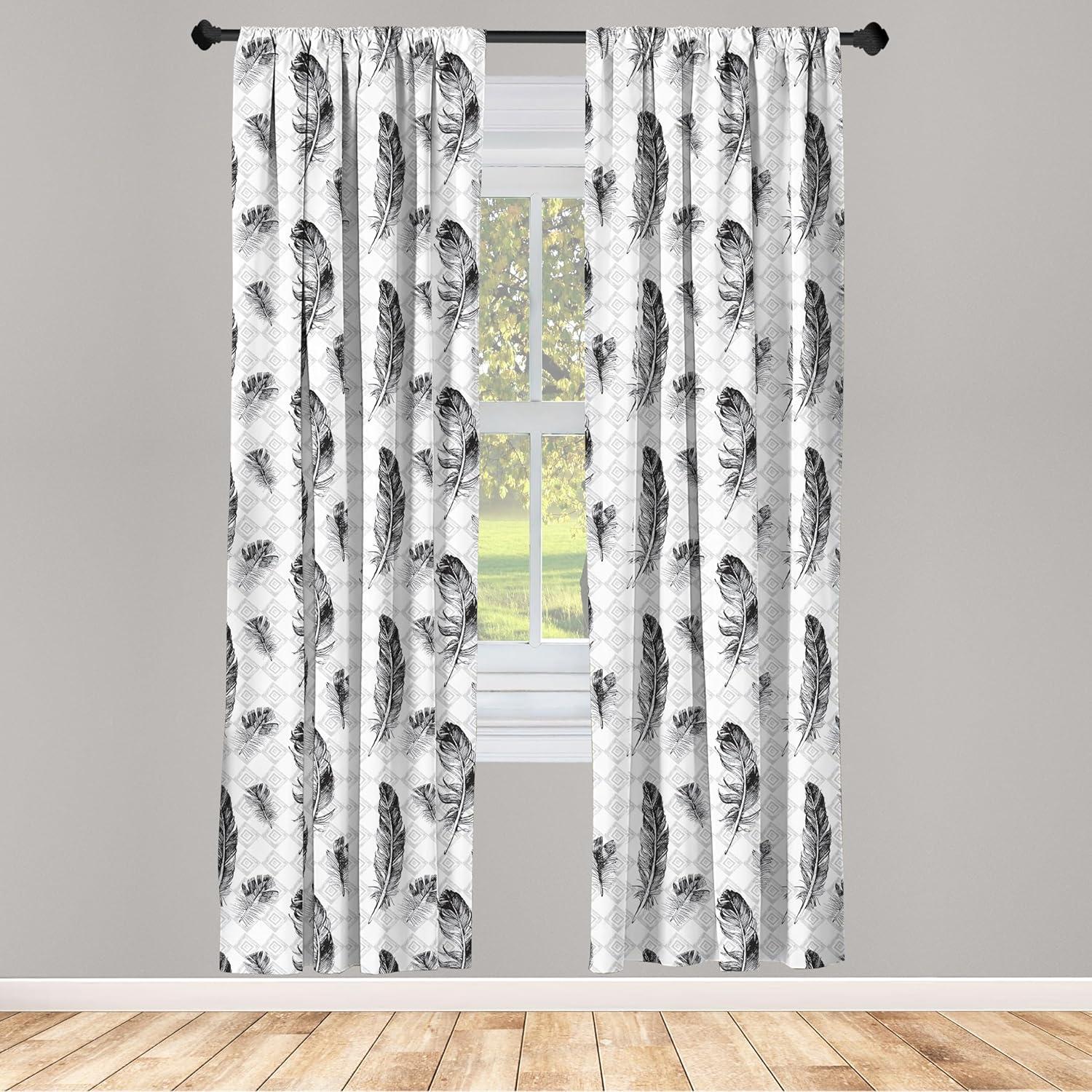 imageAmbesonne Botanical Curtains Watercolor Fall Branches and Geometric Mid Century Modern Autumnal Art Window Treatments 2 Panel Set for Living Room Bedroom Pair of 28quot x 84quot Forest Green Rust TanWhite and Grey