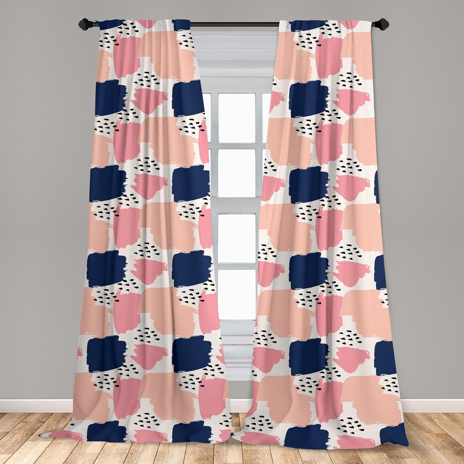 imageAmbesonne Botanical Curtains Watercolor Fall Branches and Geometric Mid Century Modern Autumnal Art Window Treatments 2 Panel Set for Living Room Bedroom Pair of 28quot x 84quot Forest Green Rust TanBlue and Pink