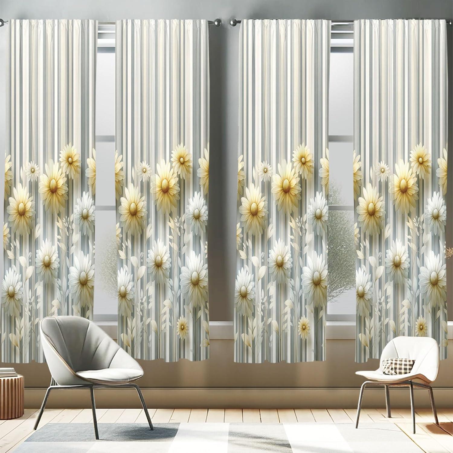 imageAmbesonne Botanical Curtains Watercolor Fall Branches and Geometric Mid Century Modern Autumnal Art Window Treatments 2 Panel Set for Living Room Bedroom Pair of 28quot x 84quot Forest Green Rust TanPale Mustard and Grey Teal