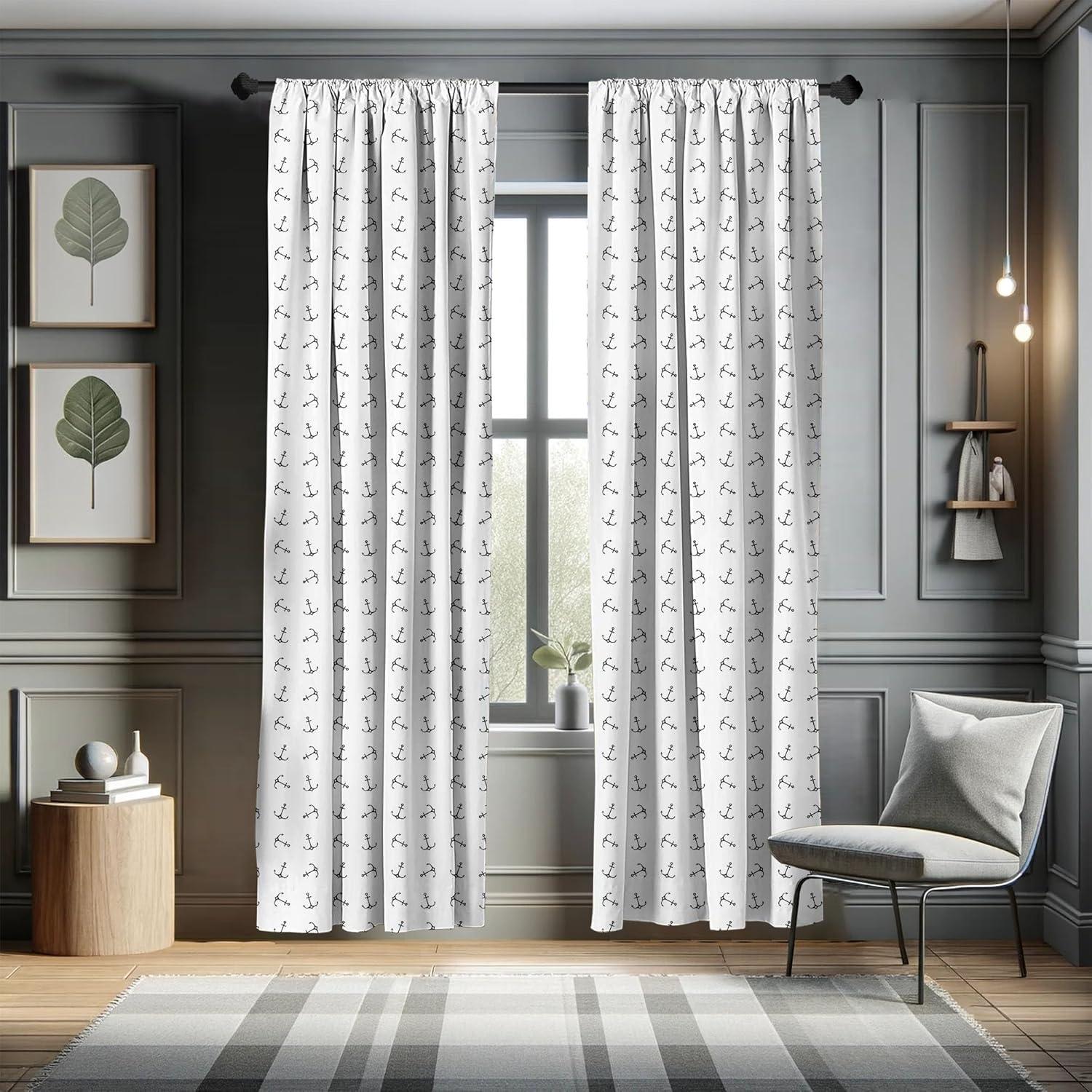 imageAmbesonne Botanical Curtains Watercolor Fall Branches and Geometric Mid Century Modern Autumnal Art Window Treatments 2 Panel Set for Living Room Bedroom Pair of 28quot x 84quot Forest Green Rust TanBlack White