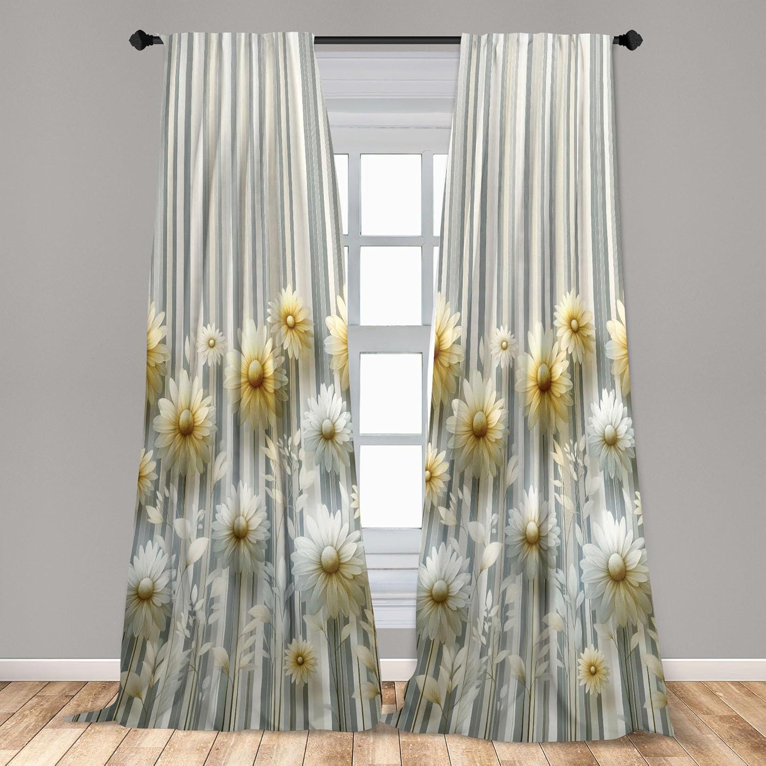 imageAmbesonne Botanical Curtains Watercolor Fall Branches and Geometric Mid Century Modern Autumnal Art Window Treatments 2 Panel Set for Living Room Bedroom Pair of 28quot x 84quot Forest Green Rust TanPale Mustard and Grey Teal