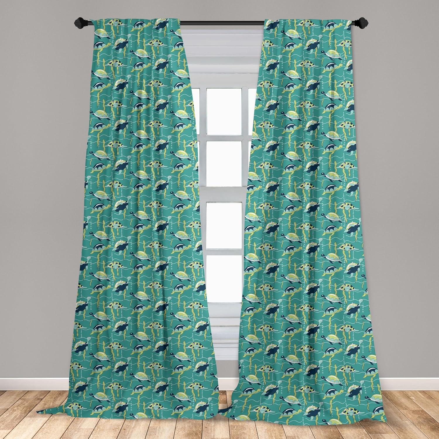 imageAmbesonne Botanical Curtains Watercolor Fall Branches and Geometric Mid Century Modern Autumnal Art Window Treatments 2 Panel Set for Living Room Bedroom Pair of 28quot x 84quot Forest Green Rust TanTurquoise