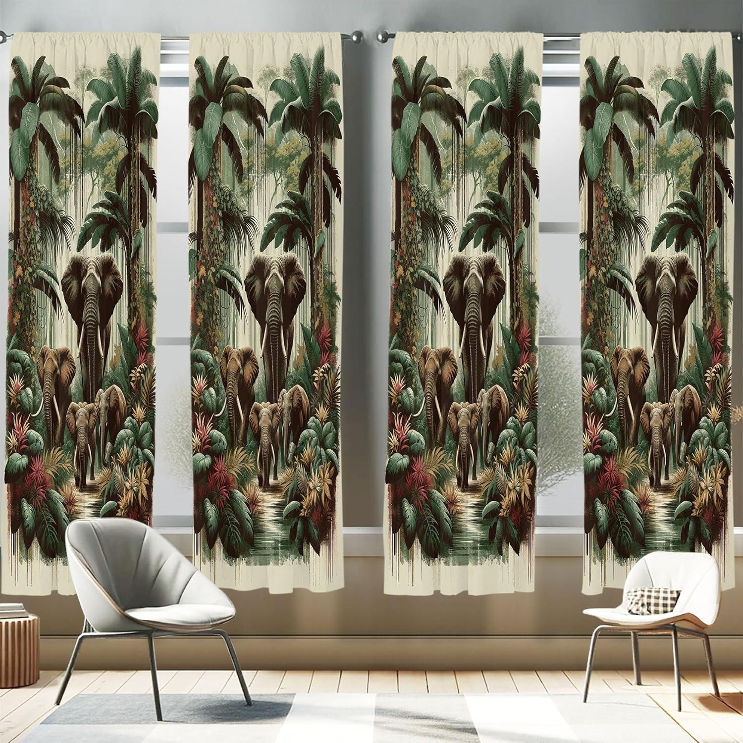 imageAmbesonne Botanical Curtains Watercolor Fall Branches and Geometric Mid Century Modern Autumnal Art Window Treatments 2 Panel Set for Living Room Bedroom Pair of 28quot x 84quot Forest Green Rust TanJade Green Caramel Ruby