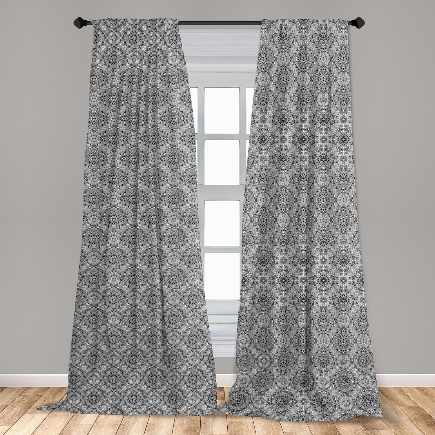imageAmbesonne Botanical Curtains Watercolor Fall Branches and Geometric Mid Century Modern Autumnal Art Window Treatments 2 Panel Set for Living Room Bedroom Pair of 28quot x 84quot Forest Green Rust TanGrey Black