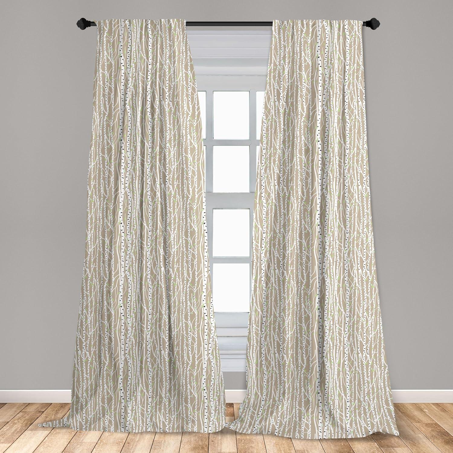 imageAmbesonne Botanical Curtains Watercolor Fall Branches and Geometric Mid Century Modern Autumnal Art Window Treatments 2 Panel Set for Living Room Bedroom Pair of 28quot x 84quot Forest Green Rust TanTan Green