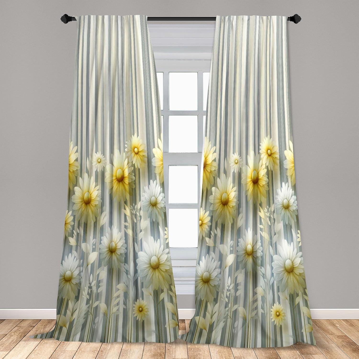imageAmbesonne Botanical Curtains Watercolor Fall Branches and Geometric Mid Century Modern Autumnal Art Window Treatments 2 Panel Set for Living Room Bedroom Pair of 28quot x 84quot Forest Green Rust TanPale Mustard and Grey Teal
