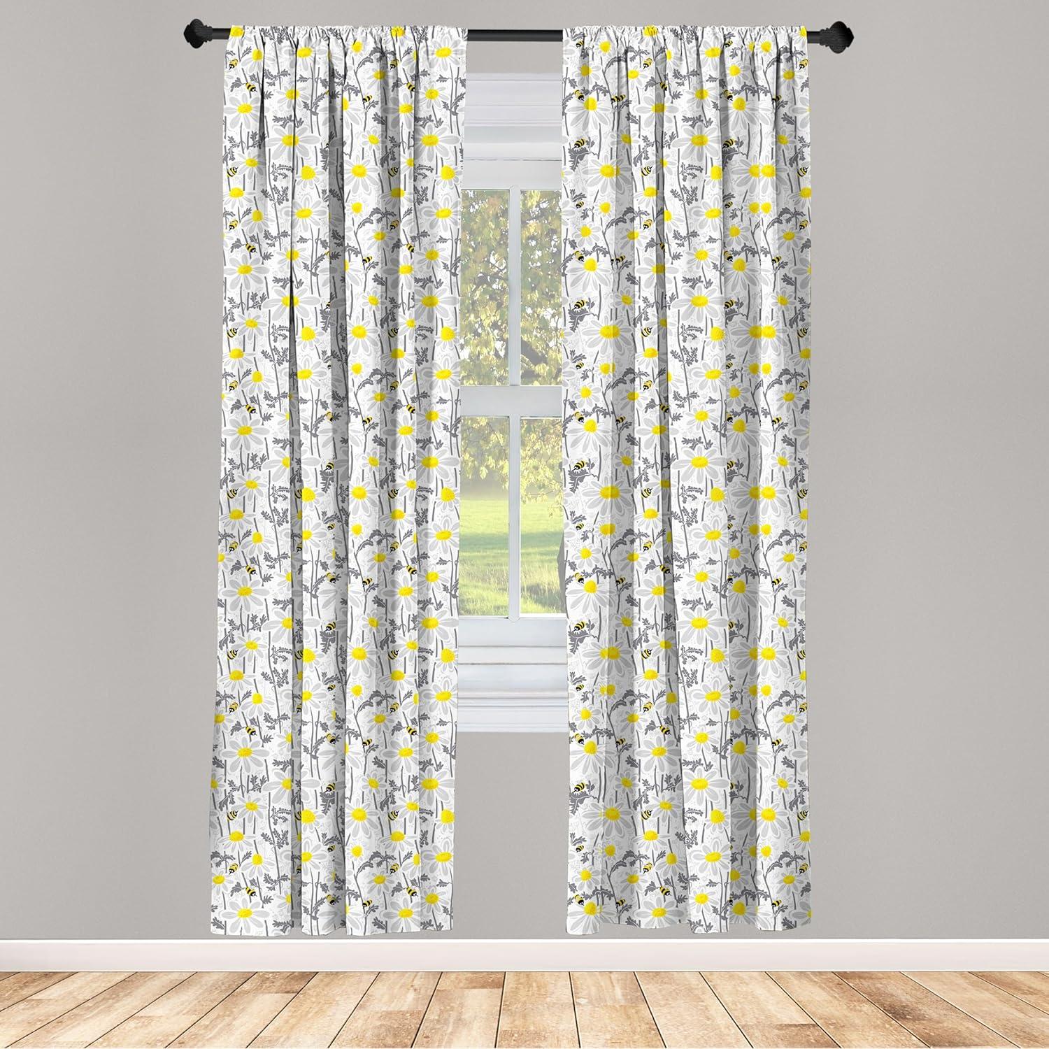 imageAmbesonne Botanical Curtains Watercolor Fall Branches and Geometric Mid Century Modern Autumnal Art Window Treatments 2 Panel Set for Living Room Bedroom Pair of 28quot x 84quot Forest Green Rust TanWhite Yellow
