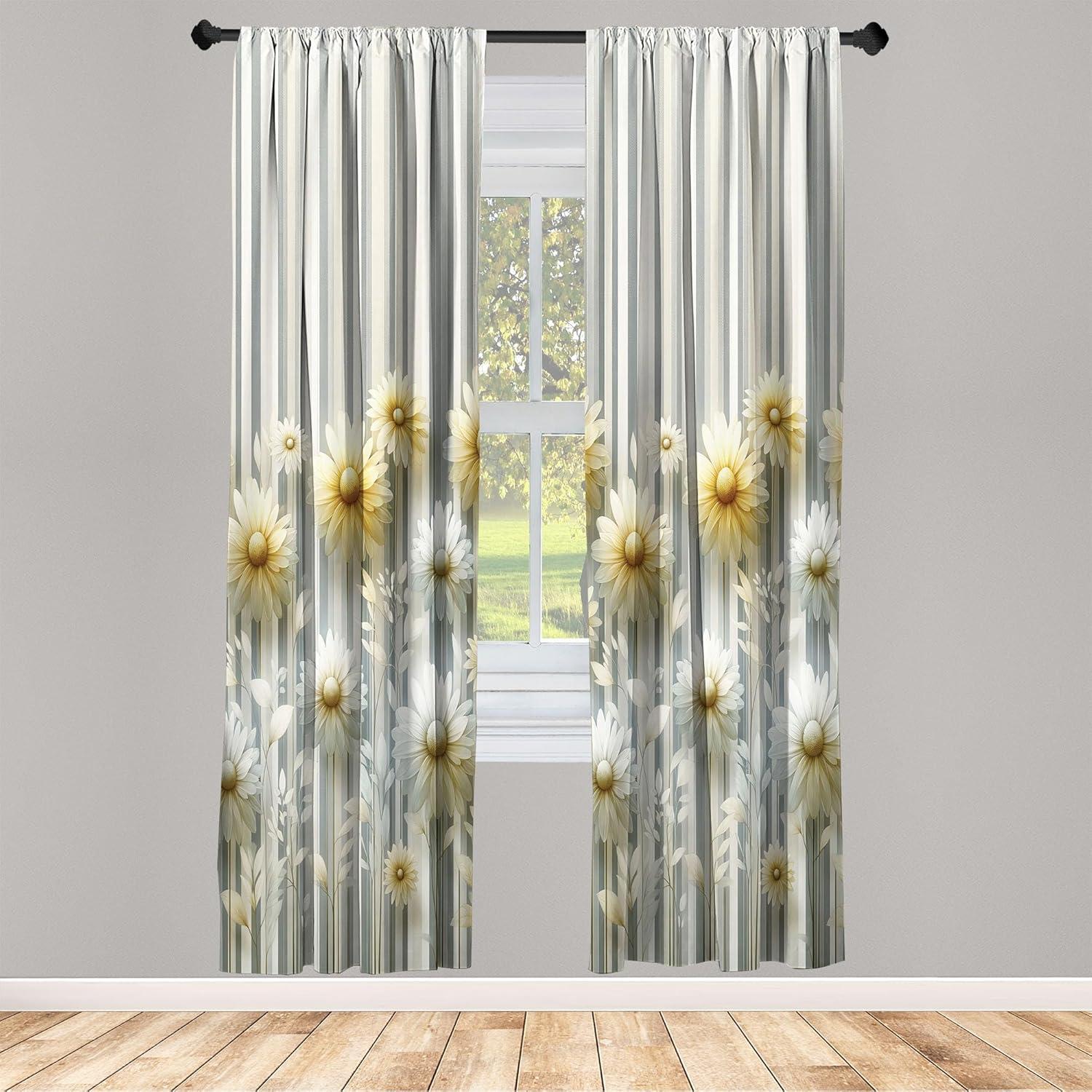 imageAmbesonne Botanical Curtains Watercolor Fall Branches and Geometric Mid Century Modern Autumnal Art Window Treatments 2 Panel Set for Living Room Bedroom Pair of 28quot x 84quot Forest Green Rust TanPale Mustard and Grey Teal