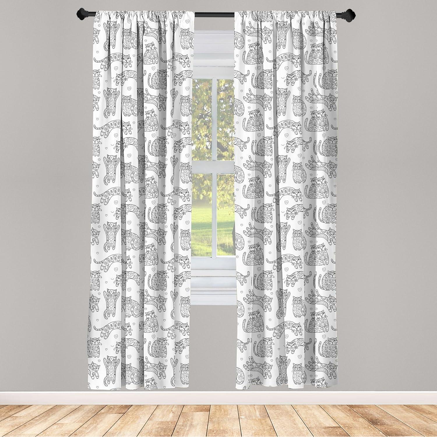imageAmbesonne Botanical Curtains Watercolor Fall Branches and Geometric Mid Century Modern Autumnal Art Window Treatments 2 Panel Set for Living Room Bedroom Pair of 28quot x 84quot Forest Green Rust TanBlack and White