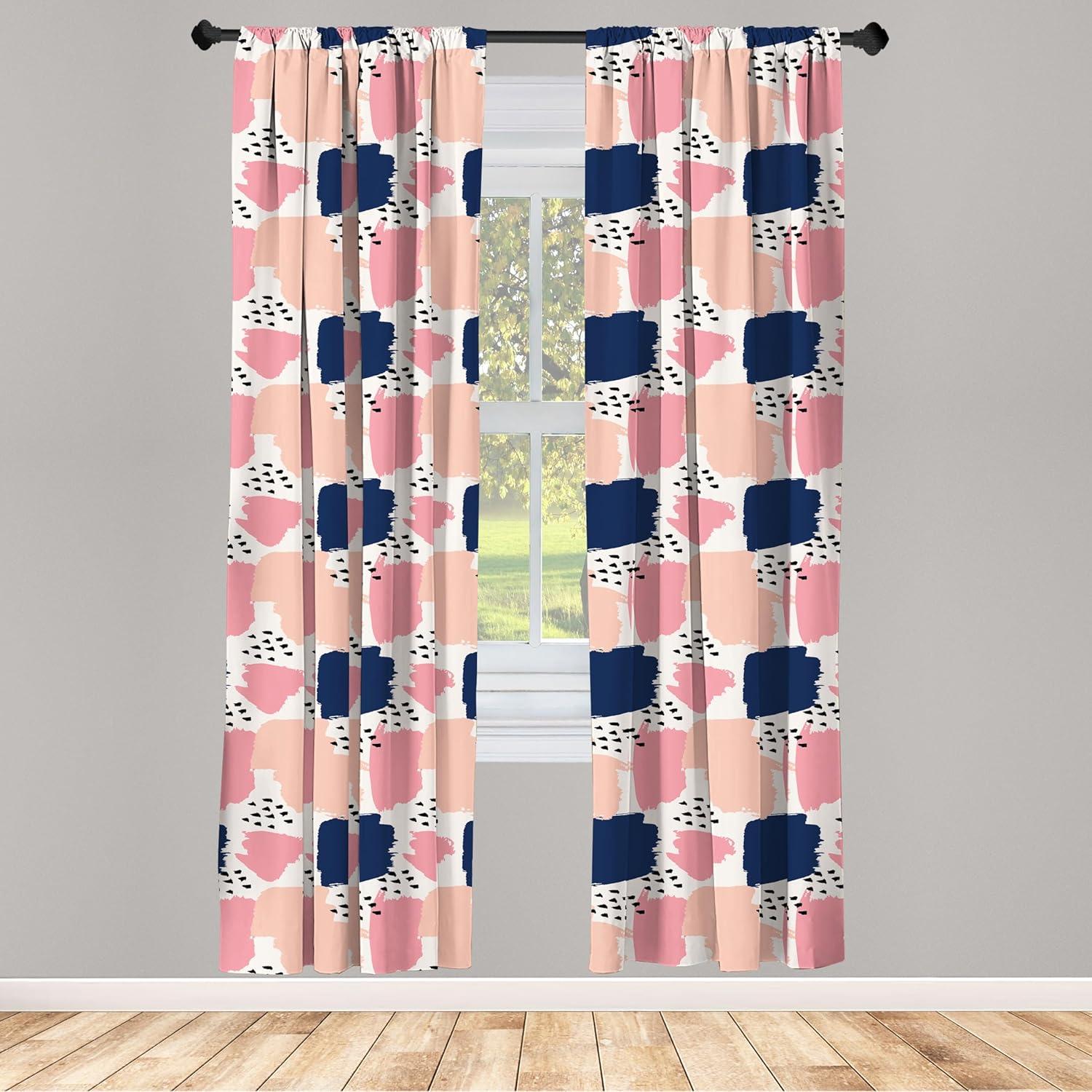 imageAmbesonne Botanical Curtains Watercolor Fall Branches and Geometric Mid Century Modern Autumnal Art Window Treatments 2 Panel Set for Living Room Bedroom Pair of 28quot x 84quot Forest Green Rust TanBlue and Pink