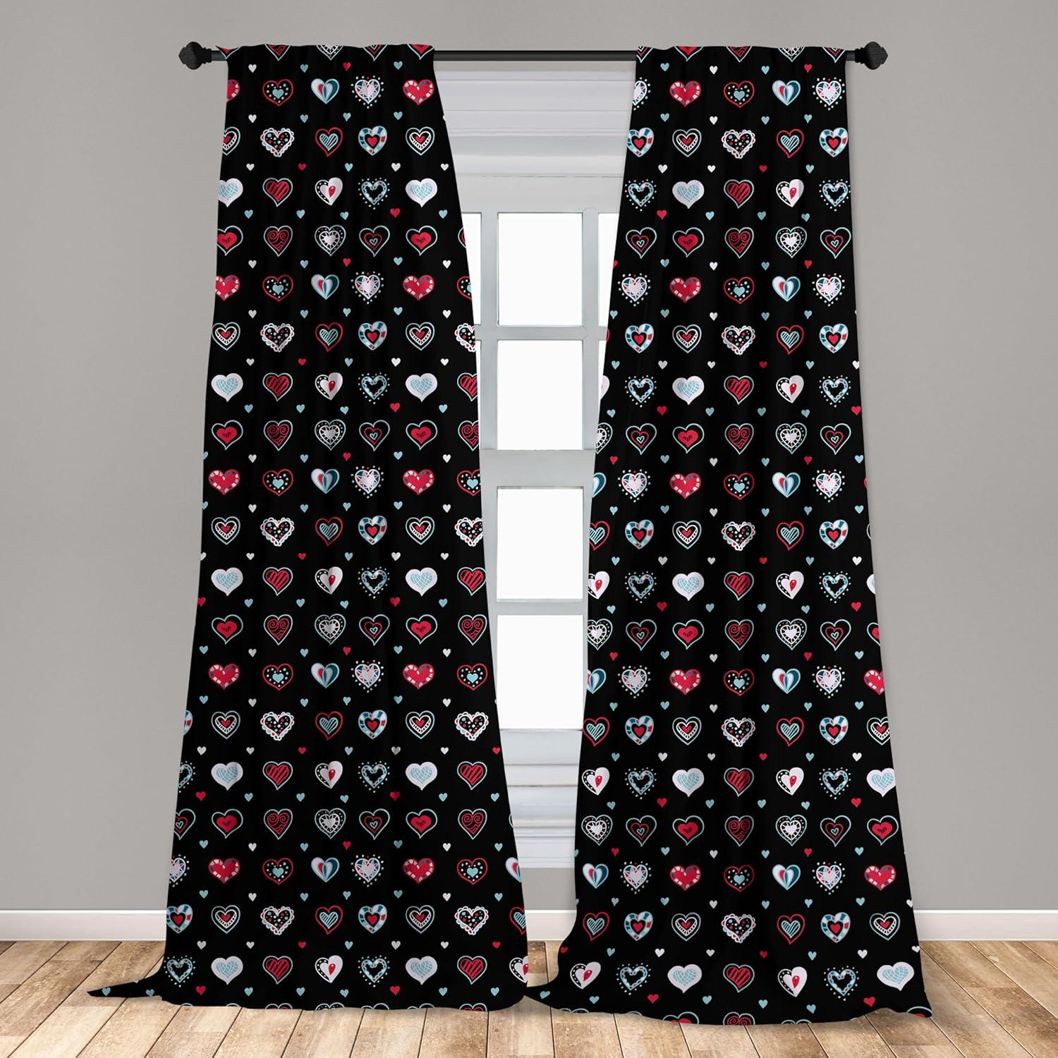 imageAmbesonne Botanical Curtains Watercolor Fall Branches and Geometric Mid Century Modern Autumnal Art Window Treatments 2 Panel Set for Living Room Bedroom Pair of 28quot x 84quot Forest Green Rust TanBlack Red