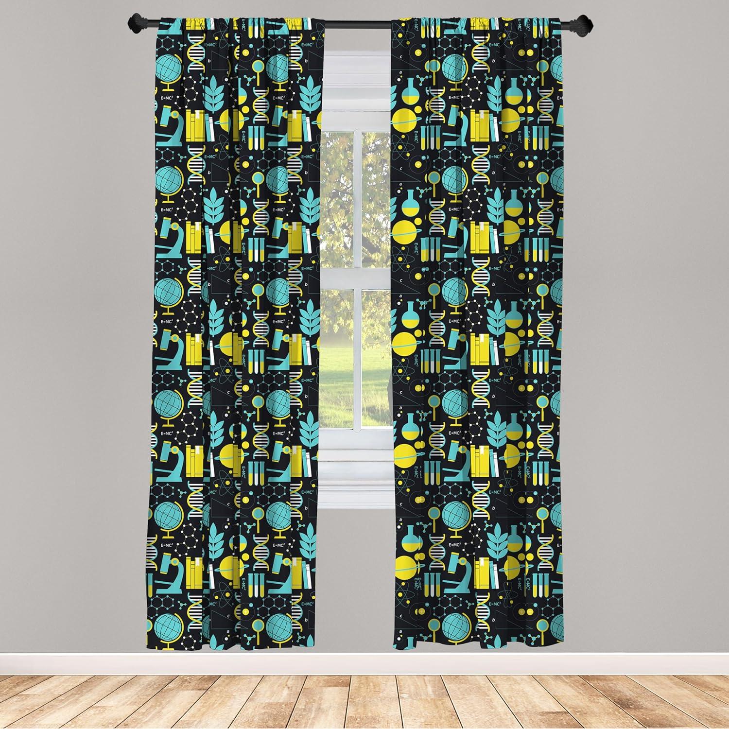 imageAmbesonne Botanical Curtains Watercolor Fall Branches and Geometric Mid Century Modern Autumnal Art Window Treatments 2 Panel Set for Living Room Bedroom Pair of 28quot x 84quot Forest Green Rust TanTurquoise Yellow