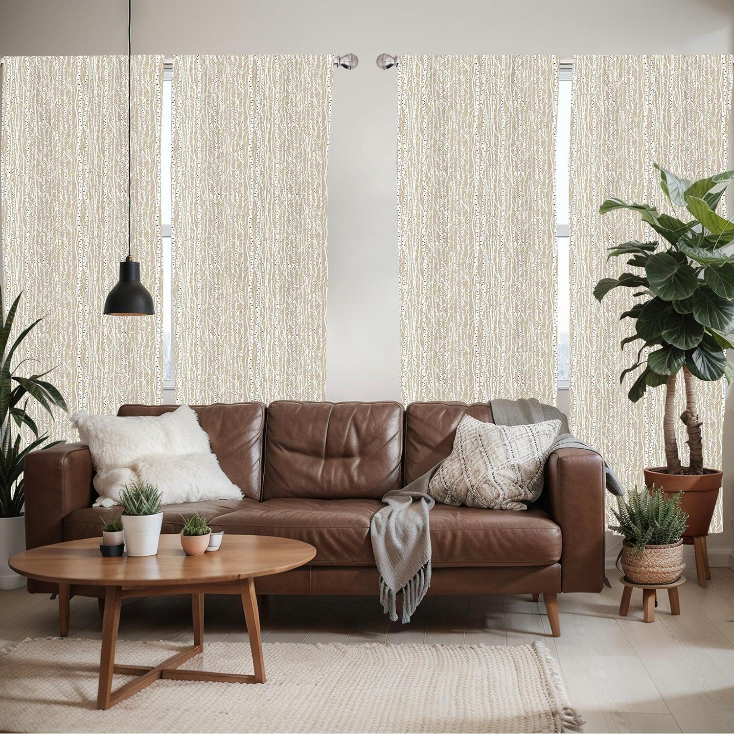 imageAmbesonne Botanical Curtains Watercolor Fall Branches and Geometric Mid Century Modern Autumnal Art Window Treatments 2 Panel Set for Living Room Bedroom Pair of 28quot x 84quot Forest Green Rust TanTan Green