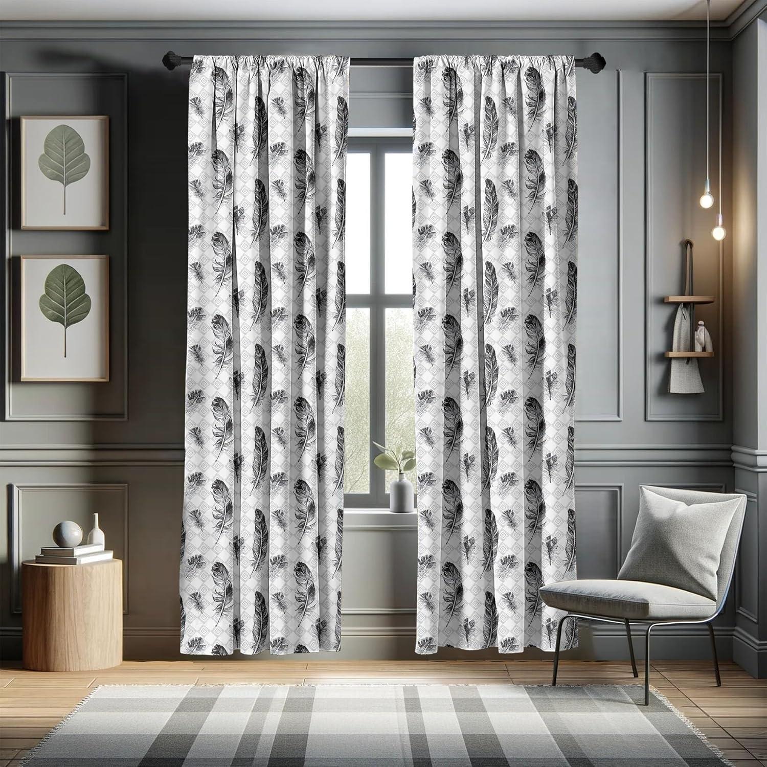 imageAmbesonne Botanical Curtains Watercolor Fall Branches and Geometric Mid Century Modern Autumnal Art Window Treatments 2 Panel Set for Living Room Bedroom Pair of 28quot x 84quot Forest Green Rust TanWhite and Grey