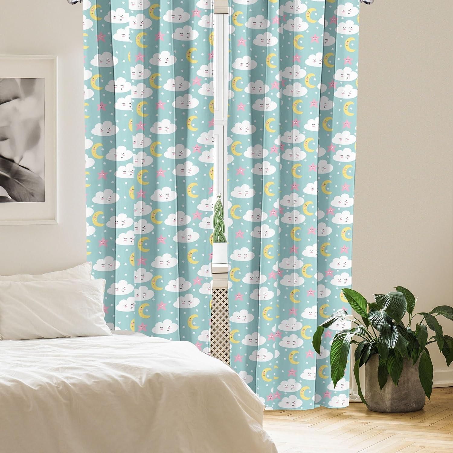imageAmbesonne Botanical Curtains Watercolor Fall Branches and Geometric Mid Century Modern Autumnal Art Window Treatments 2 Panel Set for Living Room Bedroom Pair of 28quot x 84quot Forest Green Rust TanTeal Blue