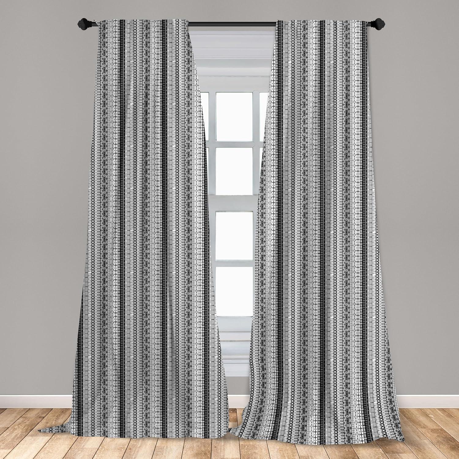 imageAmbesonne Botanical Curtains Watercolor Fall Branches and Geometric Mid Century Modern Autumnal Art Window Treatments 2 Panel Set for Living Room Bedroom Pair of 28quot x 84quot Forest Green Rust TanWhite Black